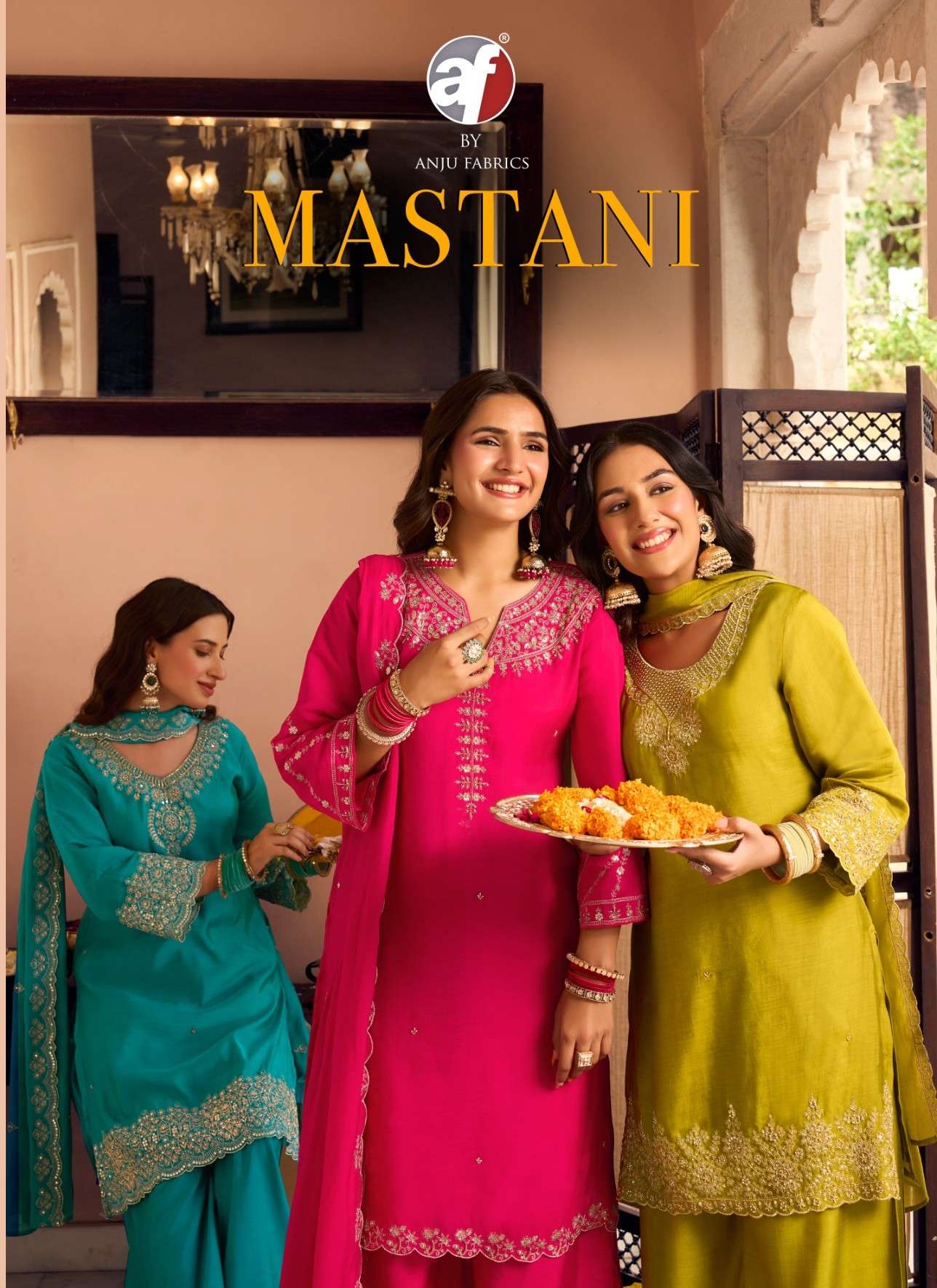 ANJU FABRICS MASTANI MUL CHANDERI SHORT KURTI PLAZZO WITH DUPATTA MODERN MOGULS CLOTHING