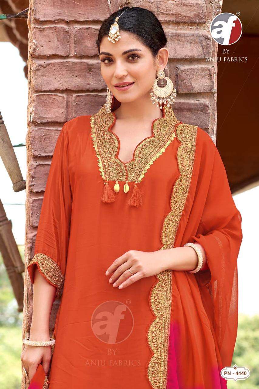 ANJU FABRICS PN 4440 A LINE KURTI PANT WITH DUPATTA FOR CLOTHING FESTIVAL INDIA BIG SALE
