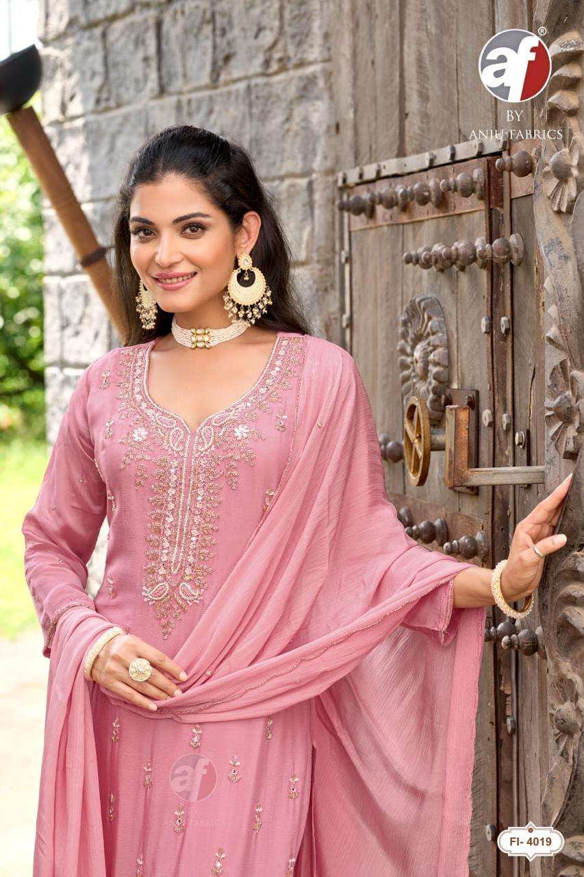 ANJU FABRICS SL 41035 CREPE SHORT KURTI FARSHI SALWAR WITH DUPATTA AESTHETIC WHOLESALER