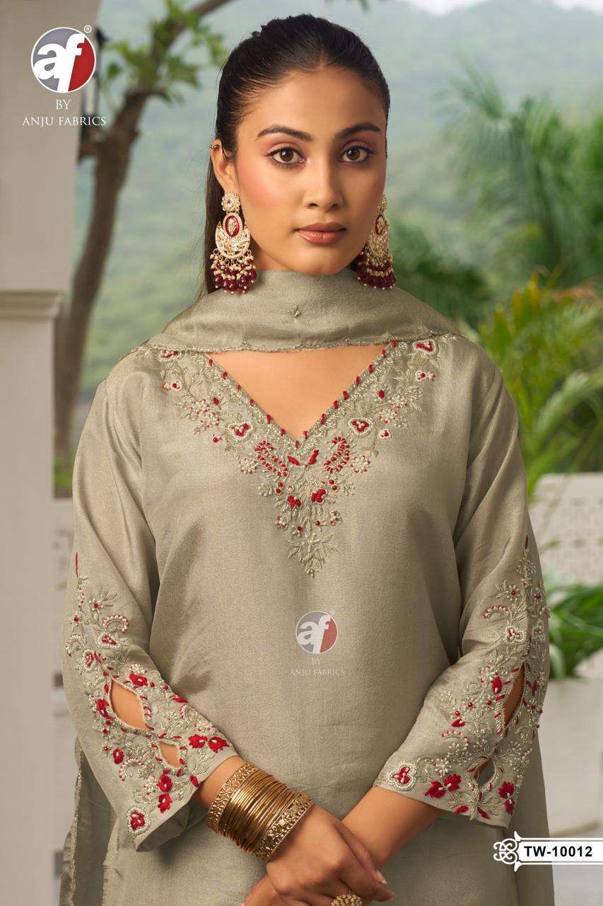 ANJU FABRICS TW 10013 TISSUE SHIMMER SHORT KURTI DIVIDER WITH DUPATTA WHOLESALER TOP