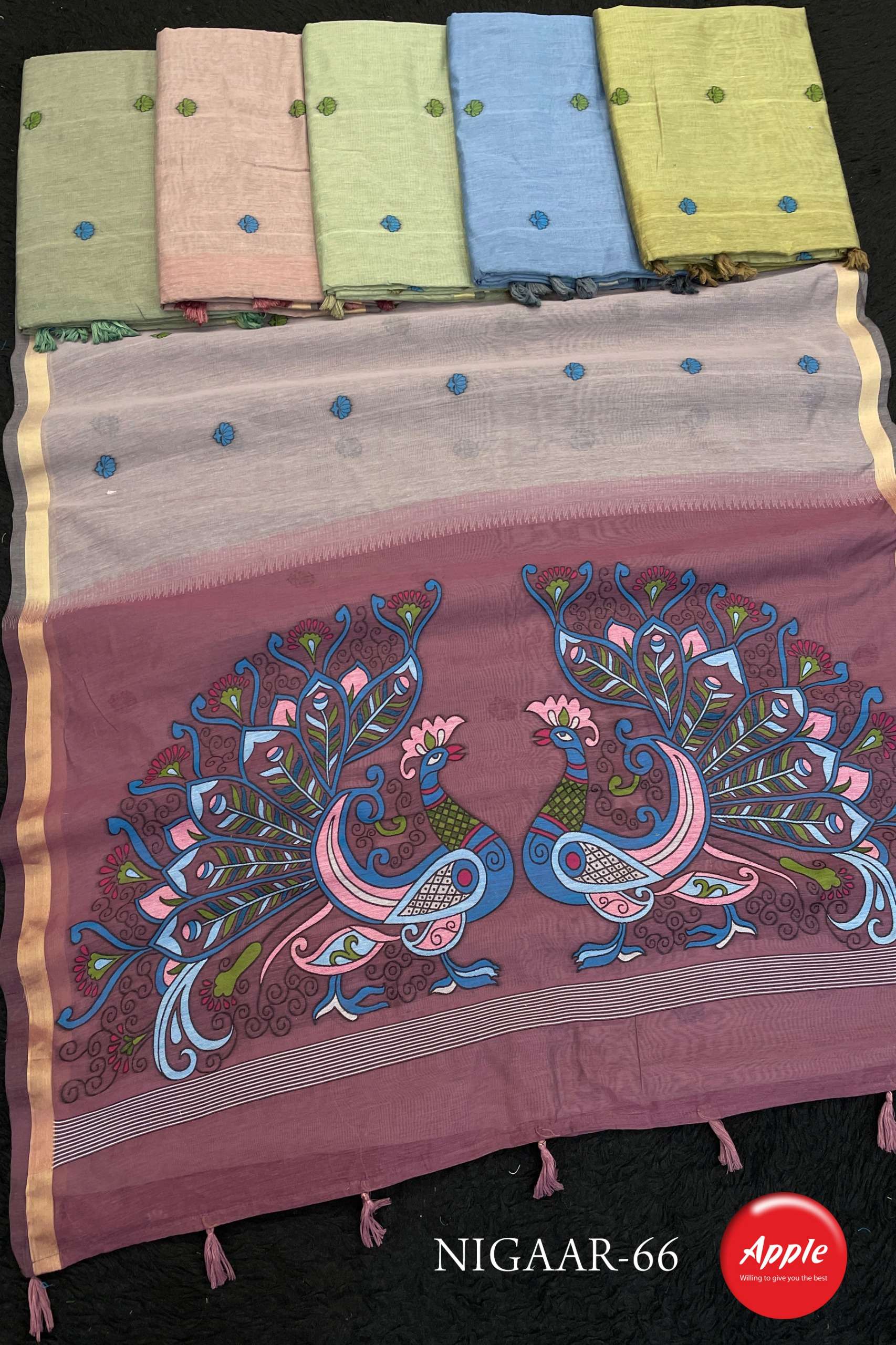 Apple Nigaar 66 Super Soft Linen Fancy Fabric Saree Wholesal...