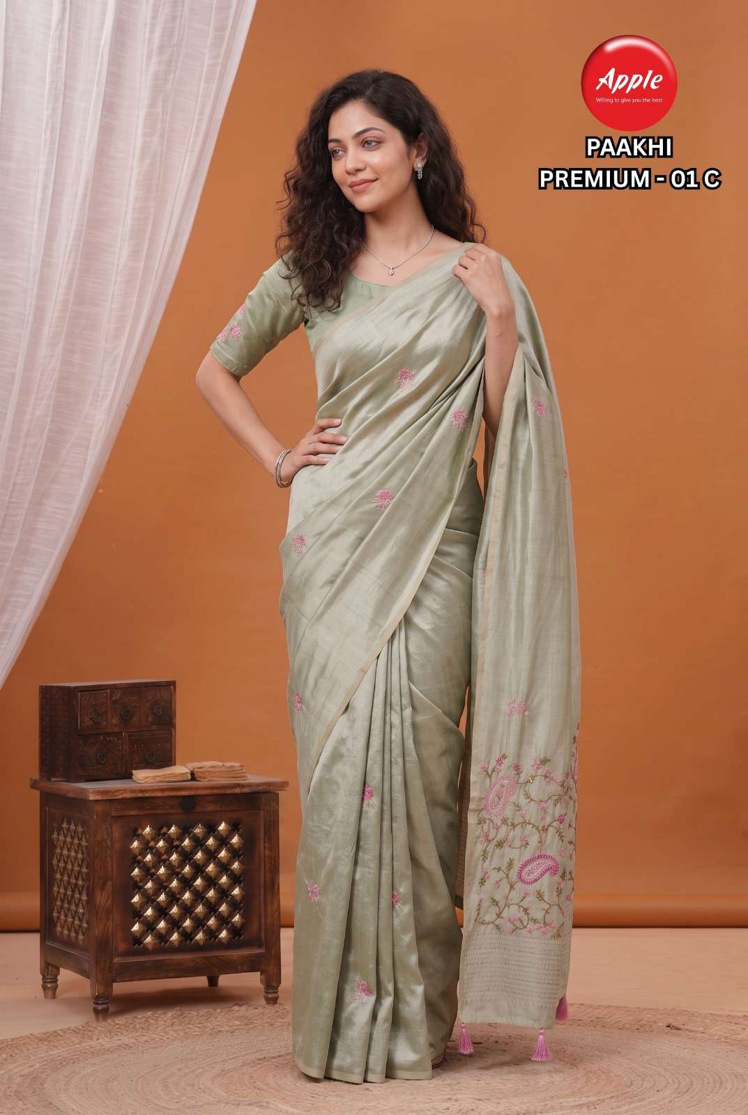  APPLE PAAKHI PREMIUM 01 TUSSAR FABRIC SAREE RESELLER IN SURAT