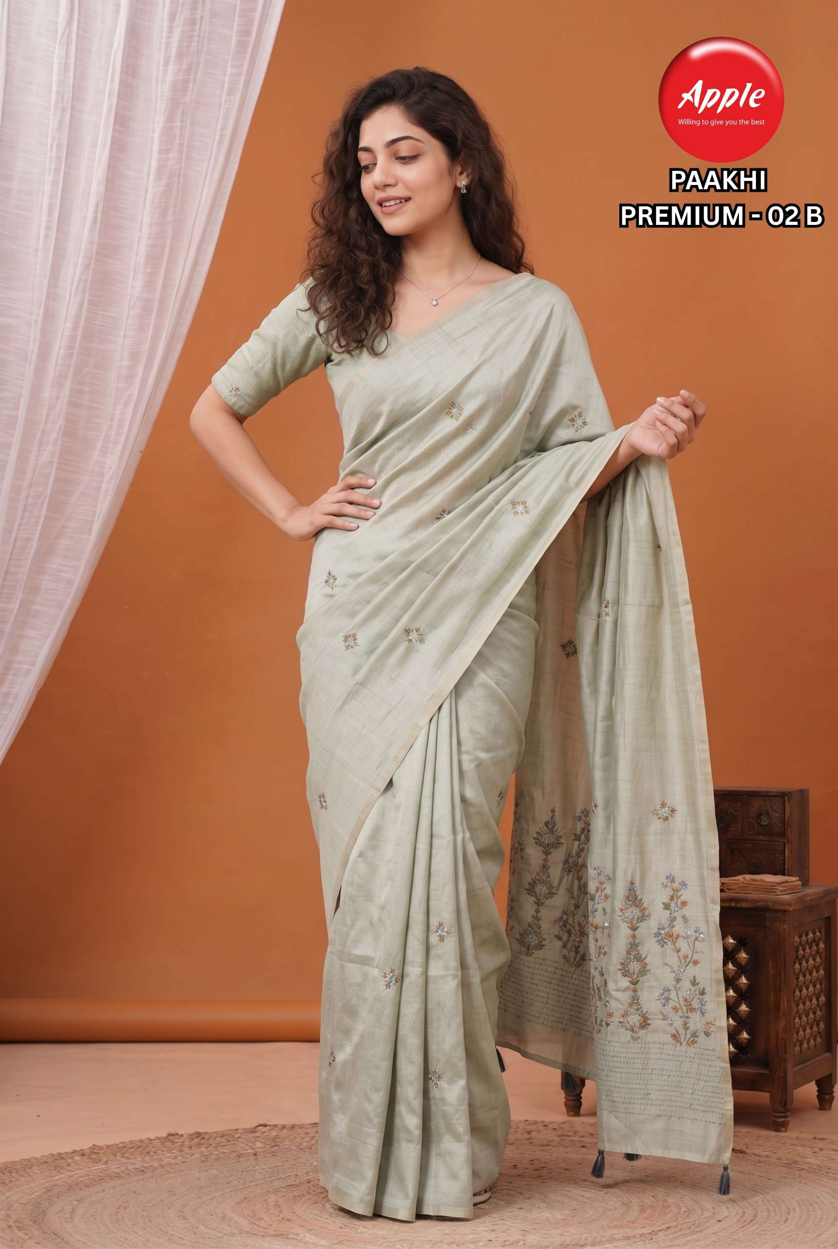  APPLE PAAKHI PREMIUM 02 TUSSAR FABRIC SAREE RESELLER IN SURAT