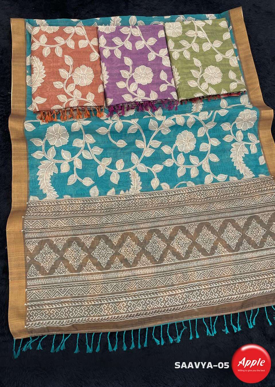 Apple Saavya 05 06 Chanderi Blend Fabric Saree Surat In Sura...