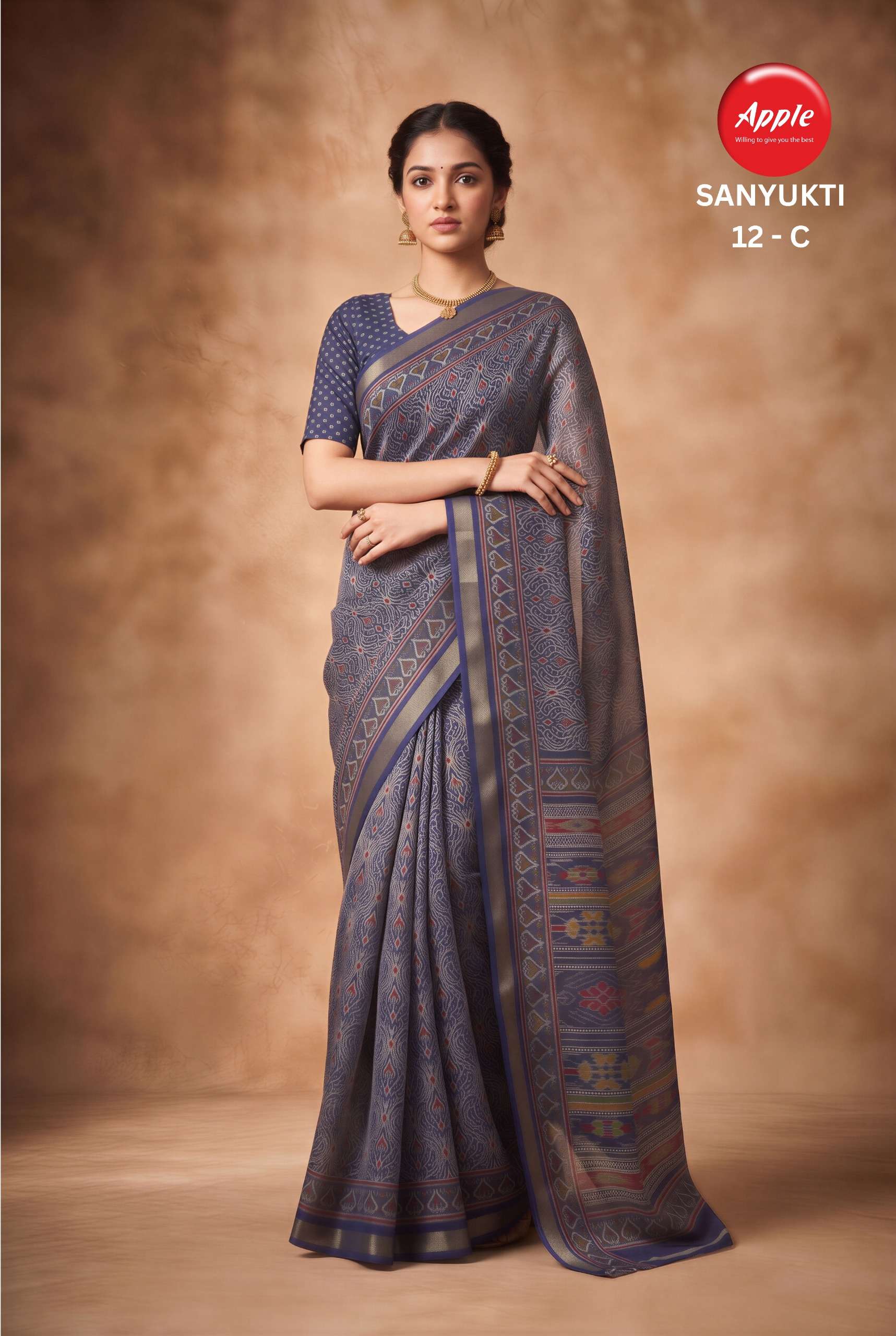 APPLE SANYUKTI 12 COTTON BLEND FABRIC SAREE RESELLER IN SURAT