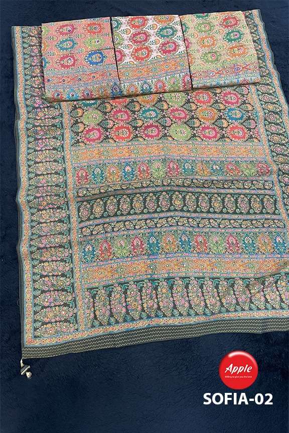 Apple Sofia 2 Viscose Zari Tissue Fabric saree Reseller In Surat