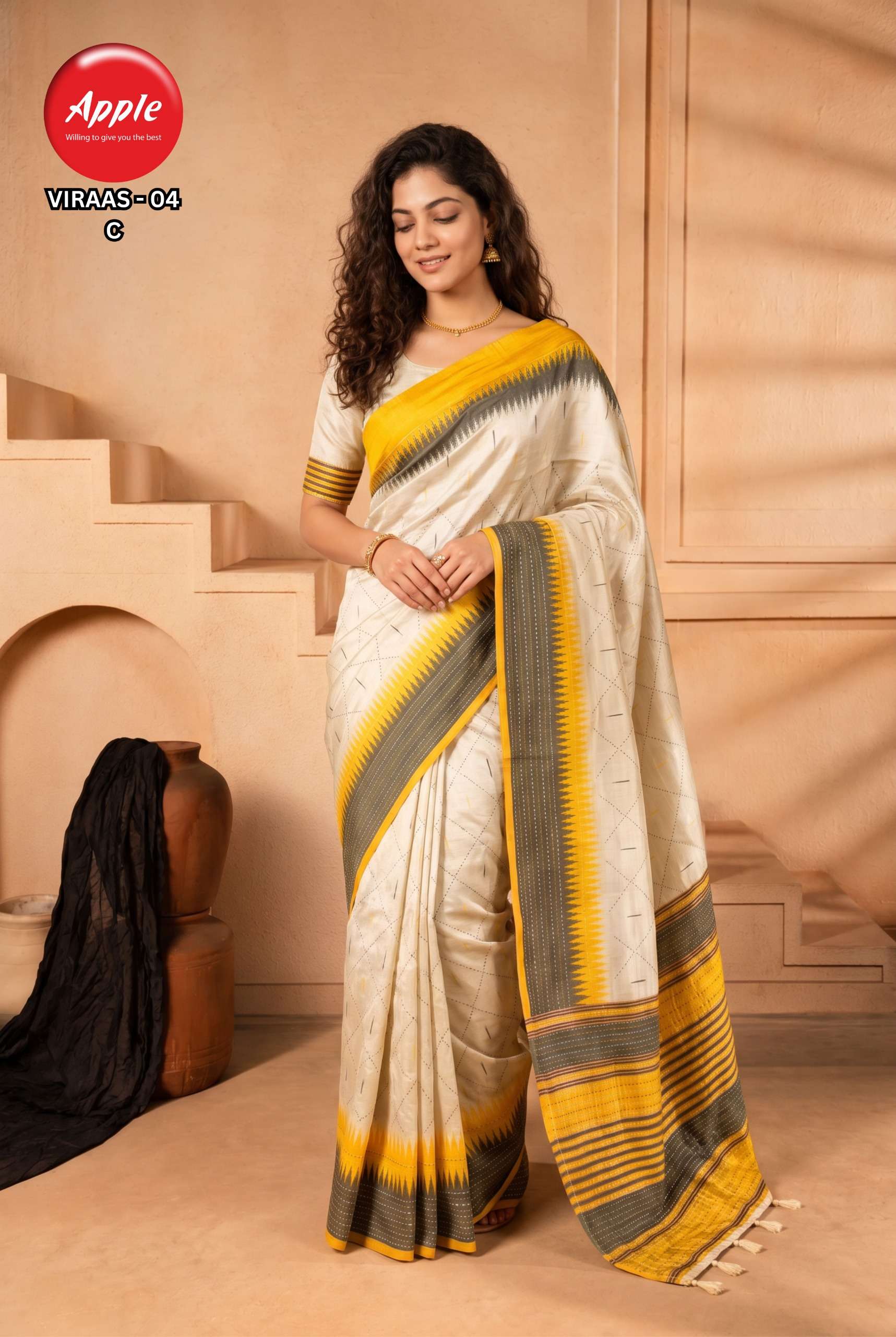APPLE VIRAAS 4 ART SILK FANCY FABRIC SAREE WHOLESALE IN SURAT