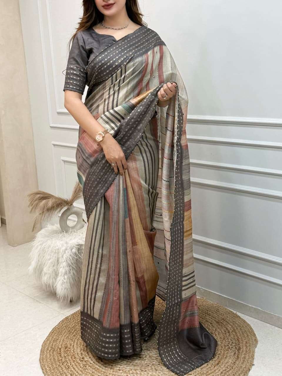 Arpana Premium and classic tusser blend fabric saree wholesale in surat