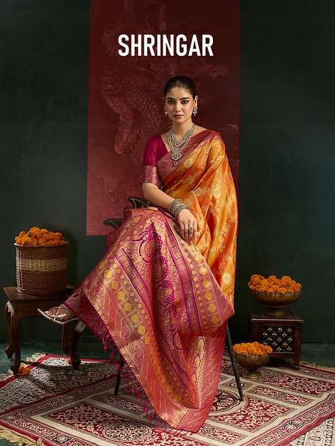  Astita Shringar Made Of Silk Blend Fabric Saree Reseller In Surat