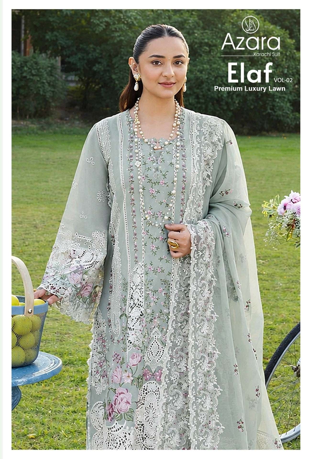 AZARA ELAF PREMIUM VOL 2 COTTON WITH EMBROIDERY SALWAR SUIT MATERIAL SET CLASSIC SHOP