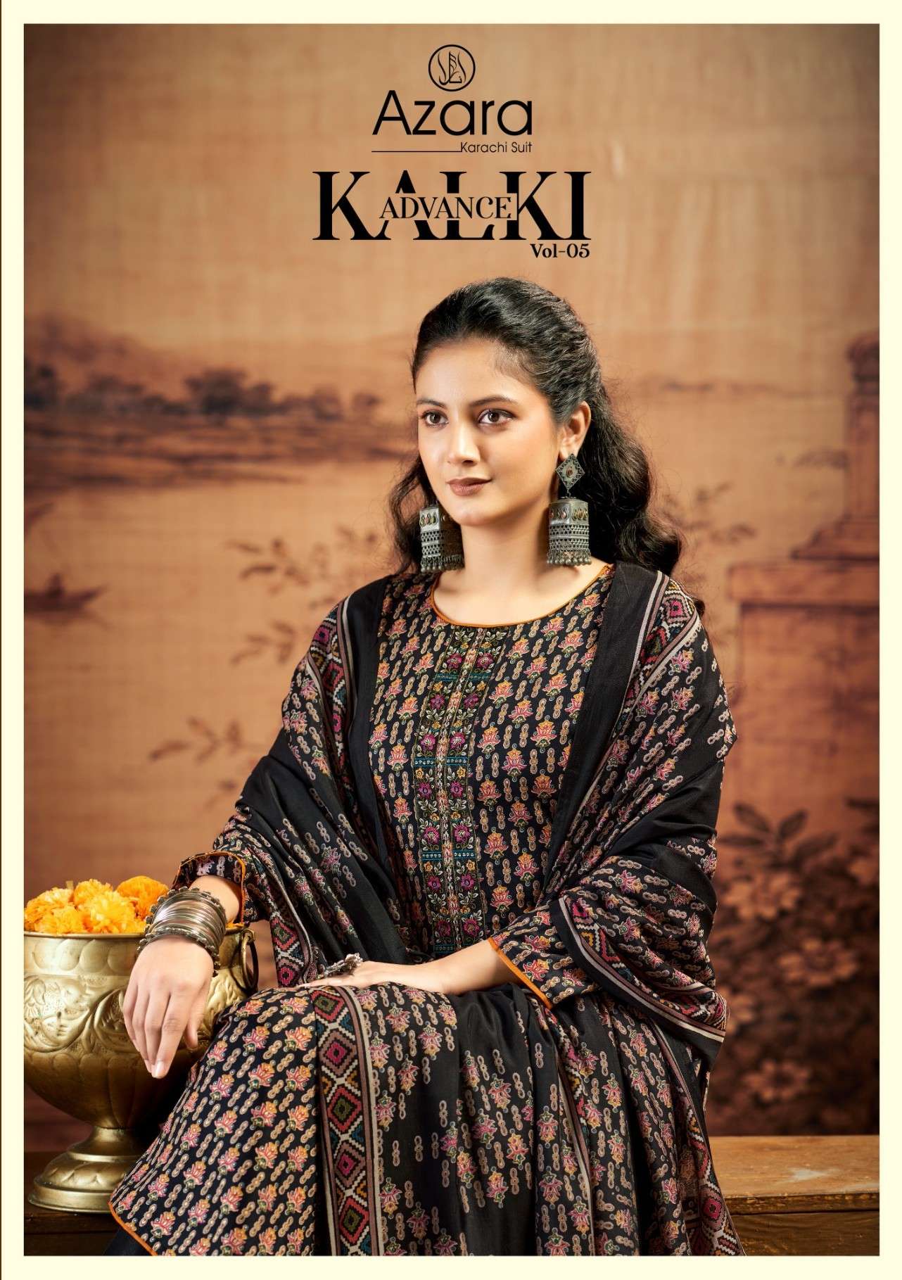 AZARA KALKI ADVANCE VOL 5 JAAM SATIN DISCHARGE PRINT DRESS UNSTITCHED CONTEMPORARY DAILY PRET