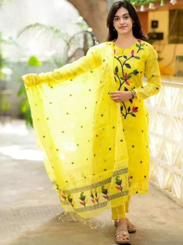BANARASI SUIT TOP PANT WITH DUPATTA CLASSIC TROUSERS COLLECTION INDIA EAF 2122