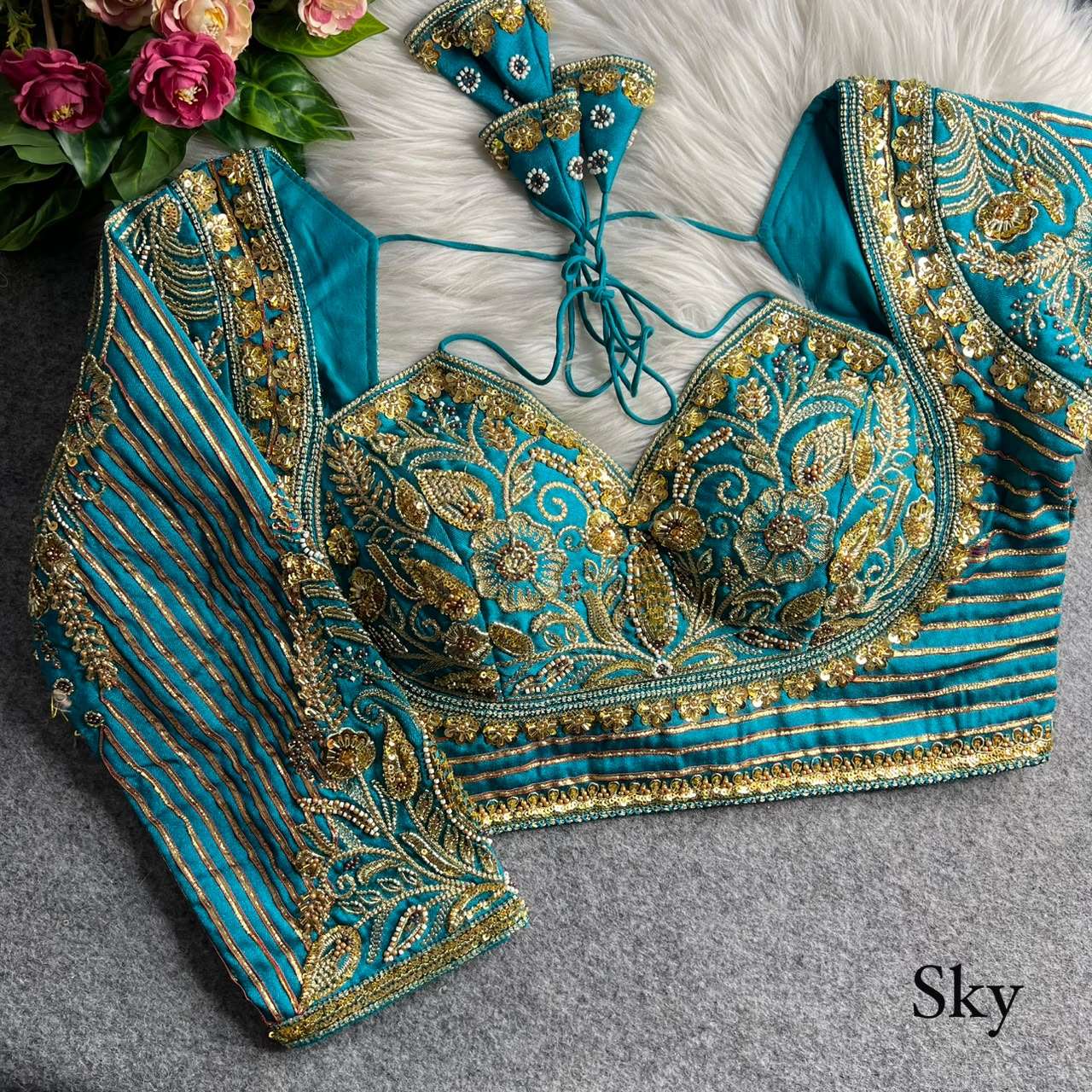 BEAUTIFUL ITALIAN SILK FANCY FABRIC BRIDAL WEAR BLOUSE RESELLER IN SURAT