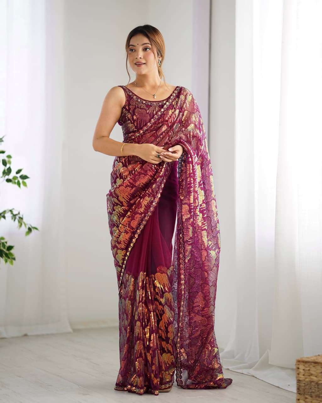  Beautiful Mono Net Fancy Fabric saree reseller in surat
