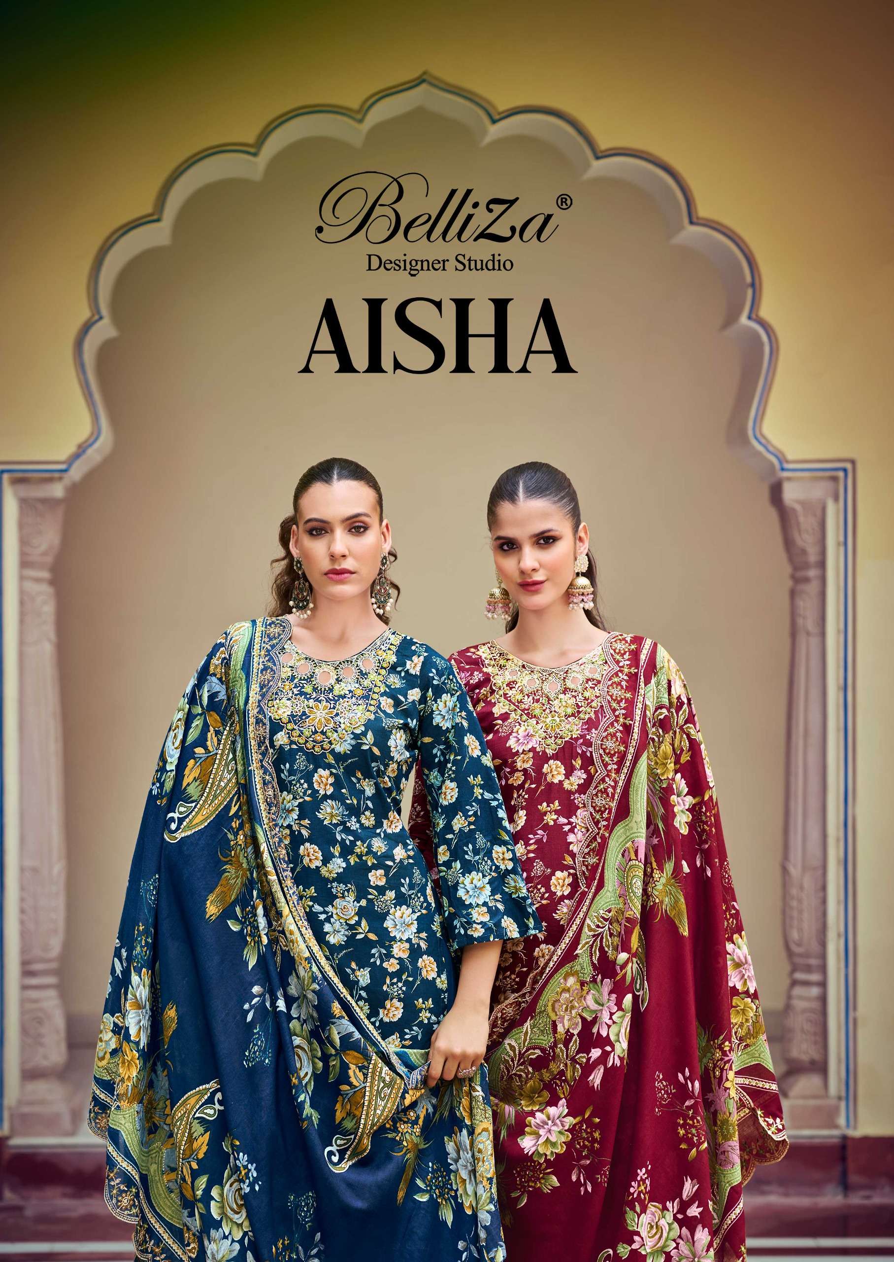 BELLIZA DESIGNER STUDIO AISHA COTTON KASHMIRI CUT EMBROIDERY SALWAR SUIT SHOP 