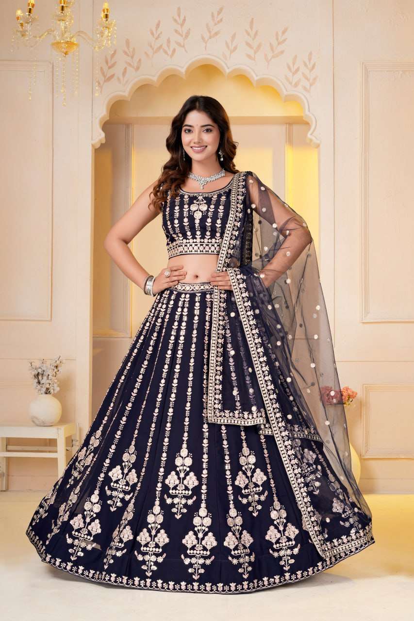 Bridesmaid Goergette fancy fabric Lehenga choli reseller in surat 113