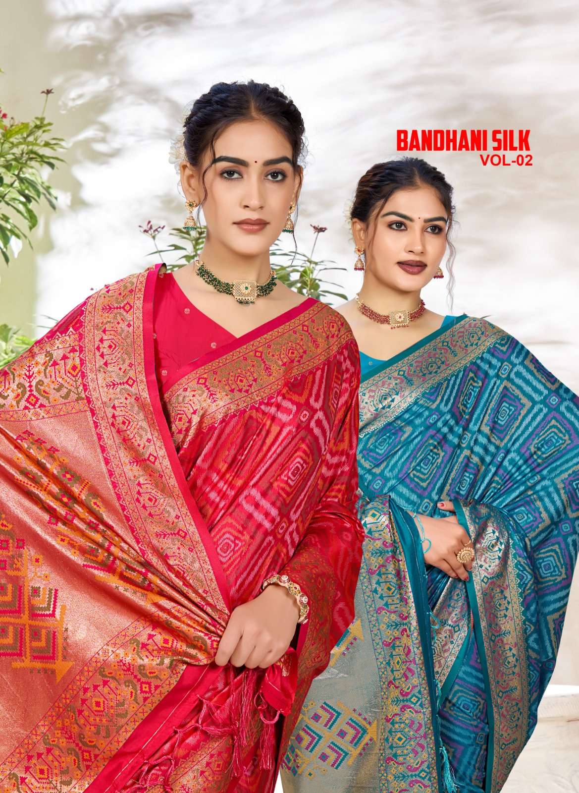 Bunawat Bandhani Silk 2 Silk fabric With Bandhani print on Saree Reseller In Surat