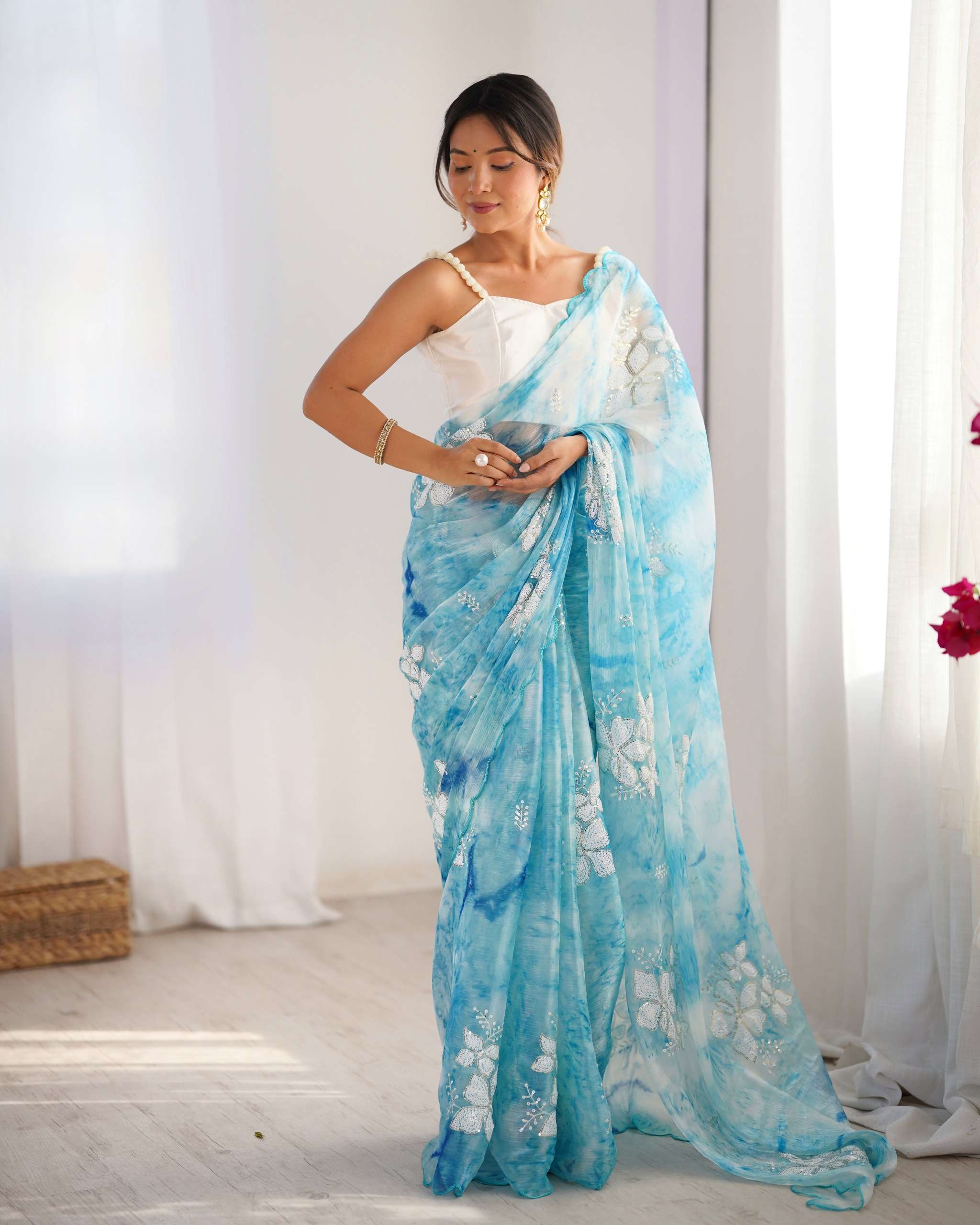 Candy Crush flower print fabric saree collection reseller i...