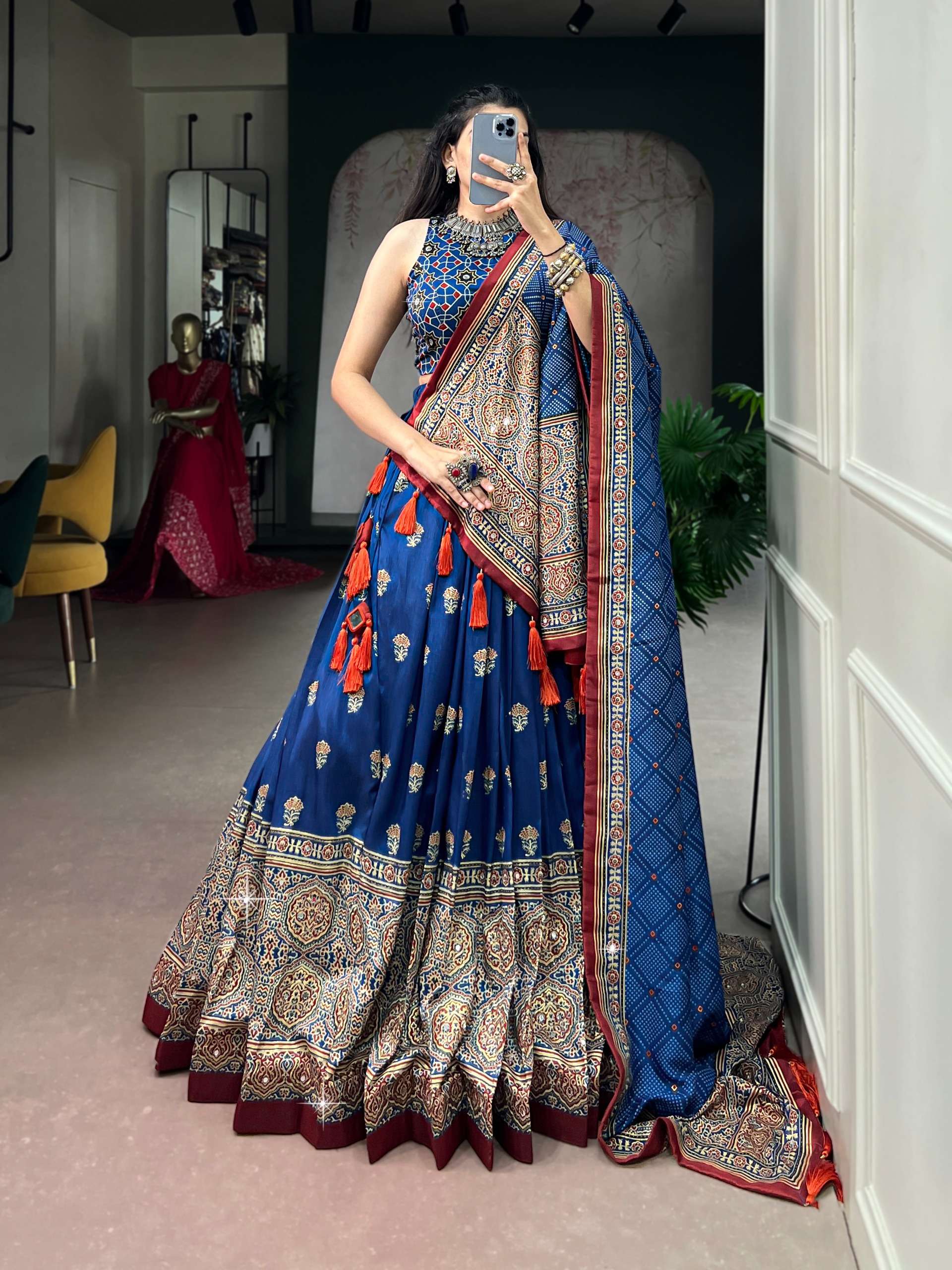 Celebrate Festival in timeless Tasar Silk fancy fabric Lehenga choli wholesale in surat 1216