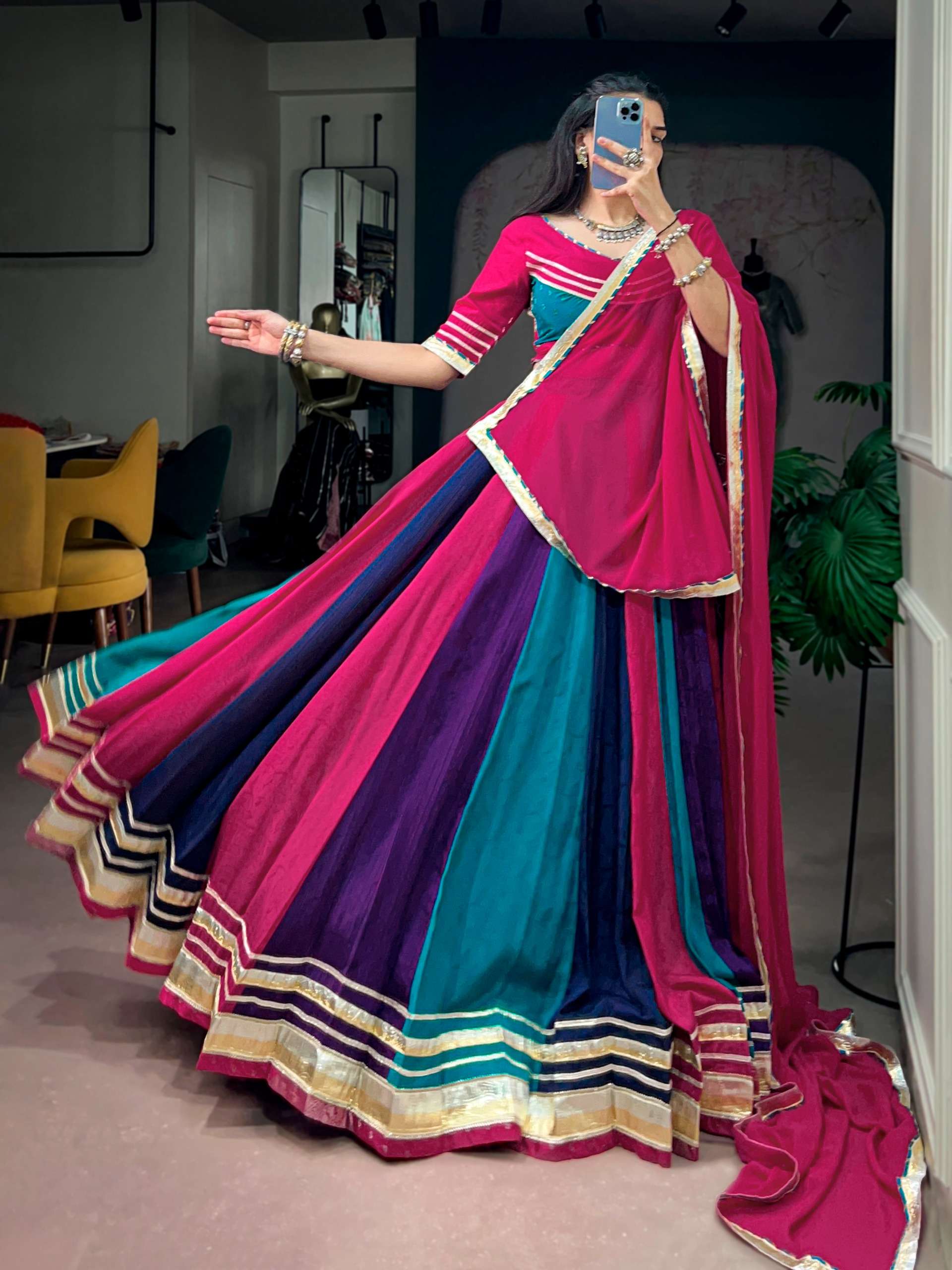  Celebrate Navratri with a Rich Chinon fabric caniya choli supplier in surat 1772