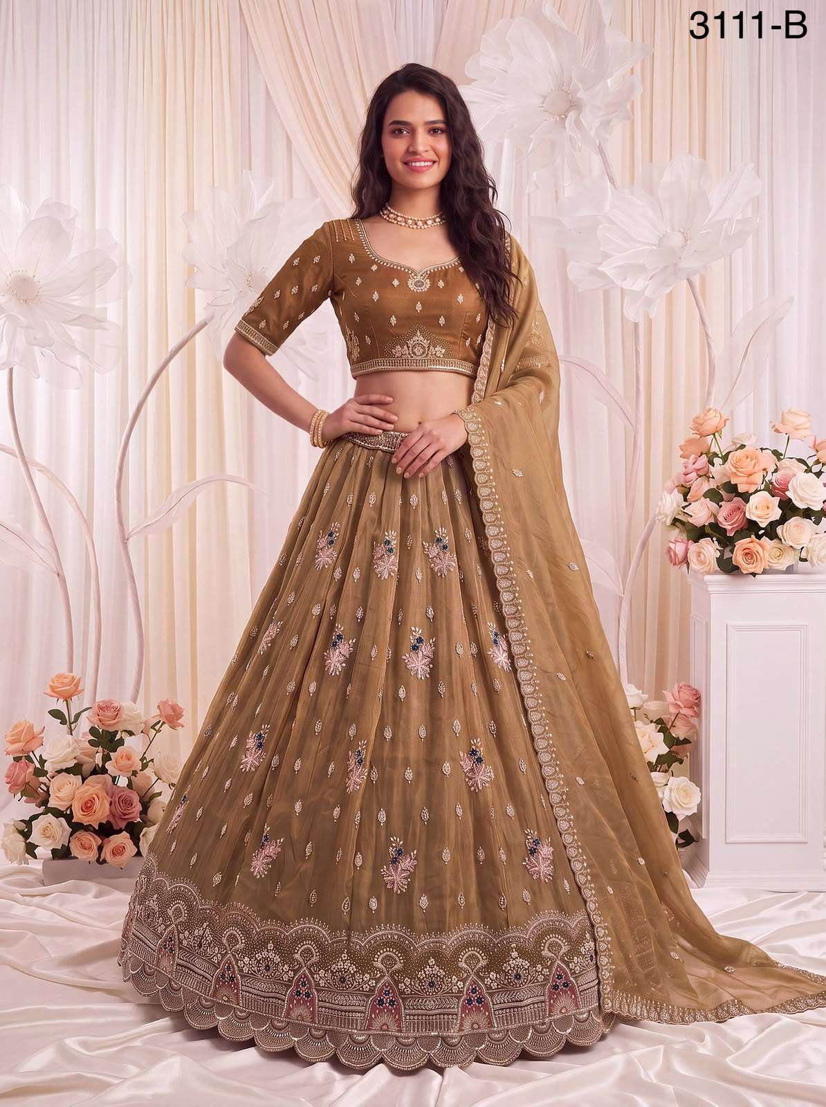  Charming and classic Chandnia Silk fabric Lehenga Choli reseller in surat 3111