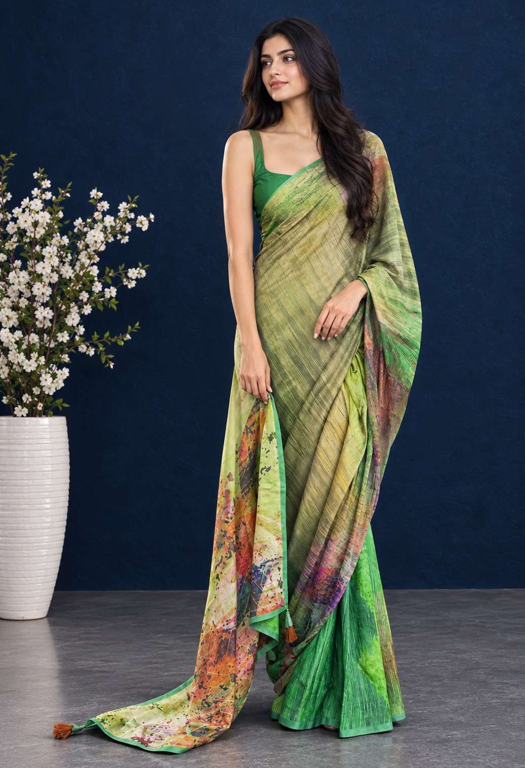  Convo Satin Digital Flower and Abstract Print on saree reseller in surat