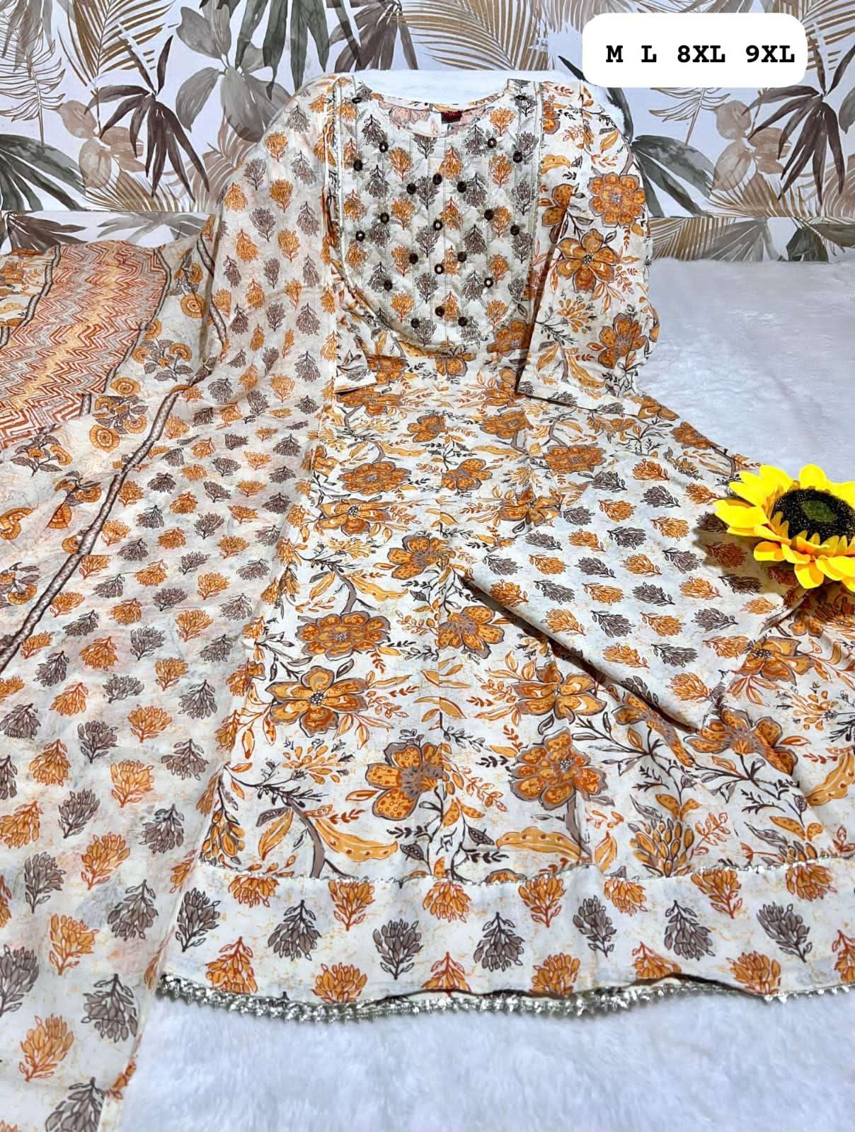COTTON ANARKALI KURTI PENT DUPATTA SET FOR LADIES DESI LOOK DEALER