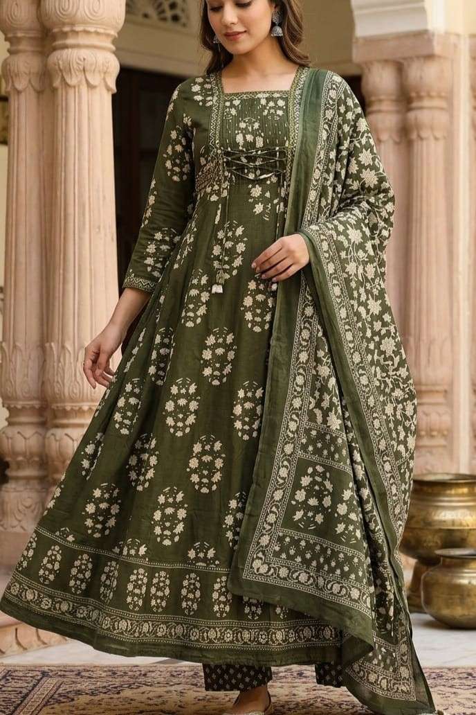 COTTON ANARKALI WITH PANT SUIT WOMEN FOR EVERYDAY LIGHTWEIGHT SUMMER SURAT