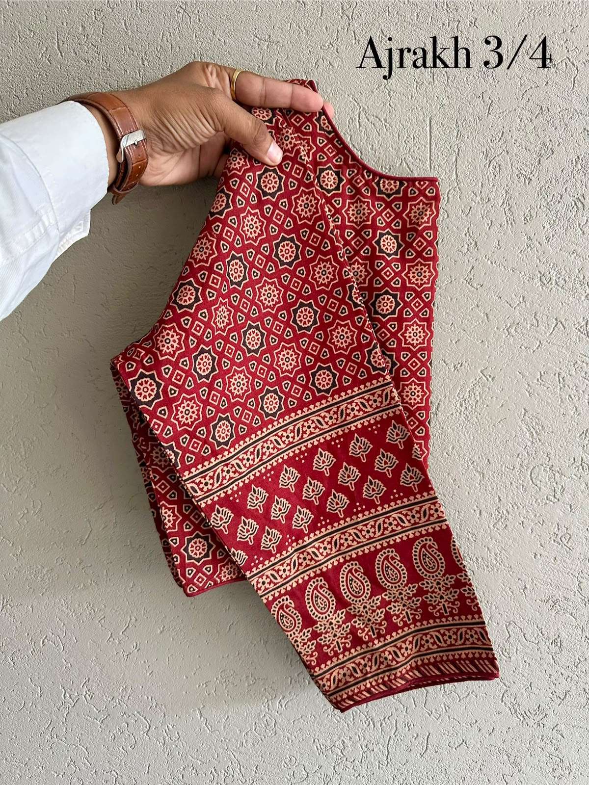  COTTON SOFT FABRIC WITH AJRAKH PRINT ON BLOUSE WHOLESALE IN SURAT