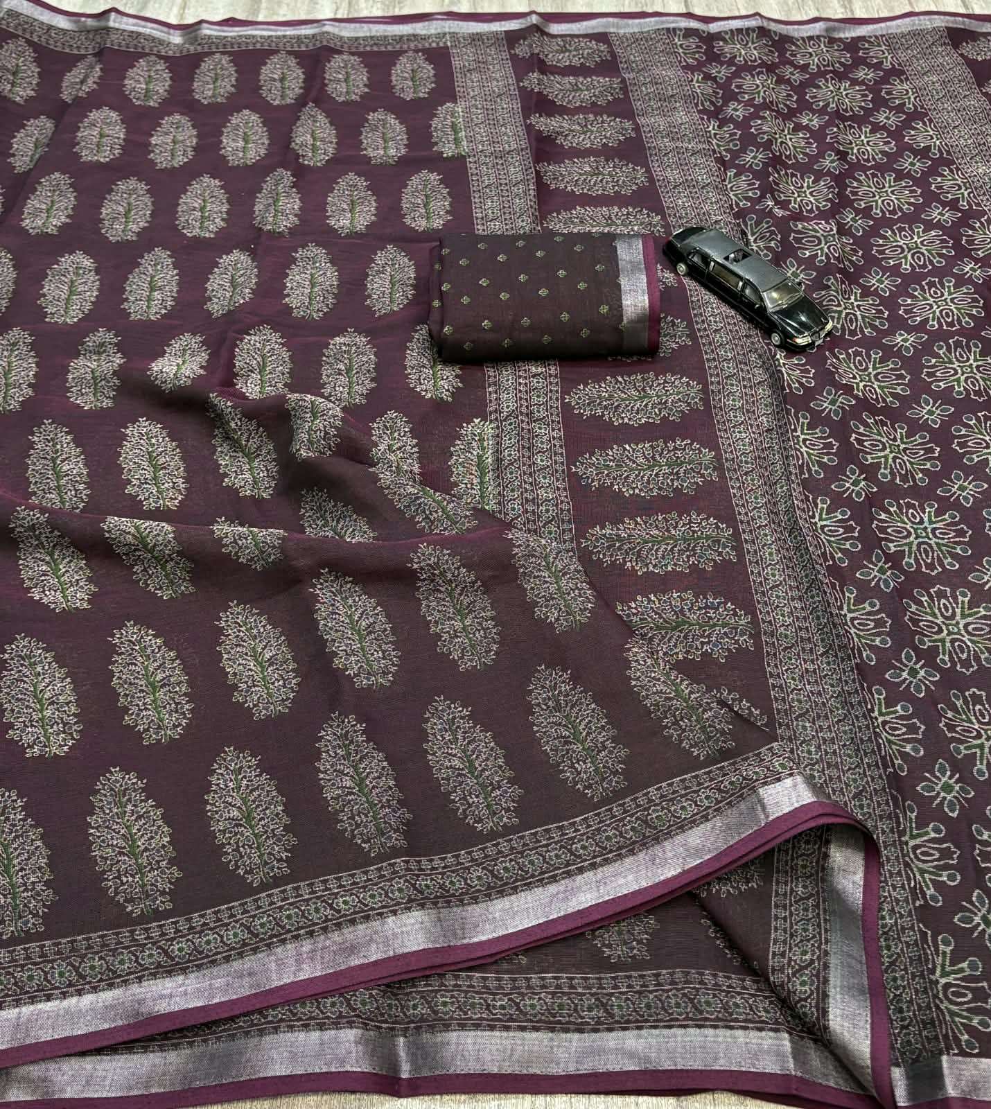 DARK COLOUR SAREE COLLECTION MADE OF SEMI LINEN COTTON FABRIC SUPPLIER IN SURAT