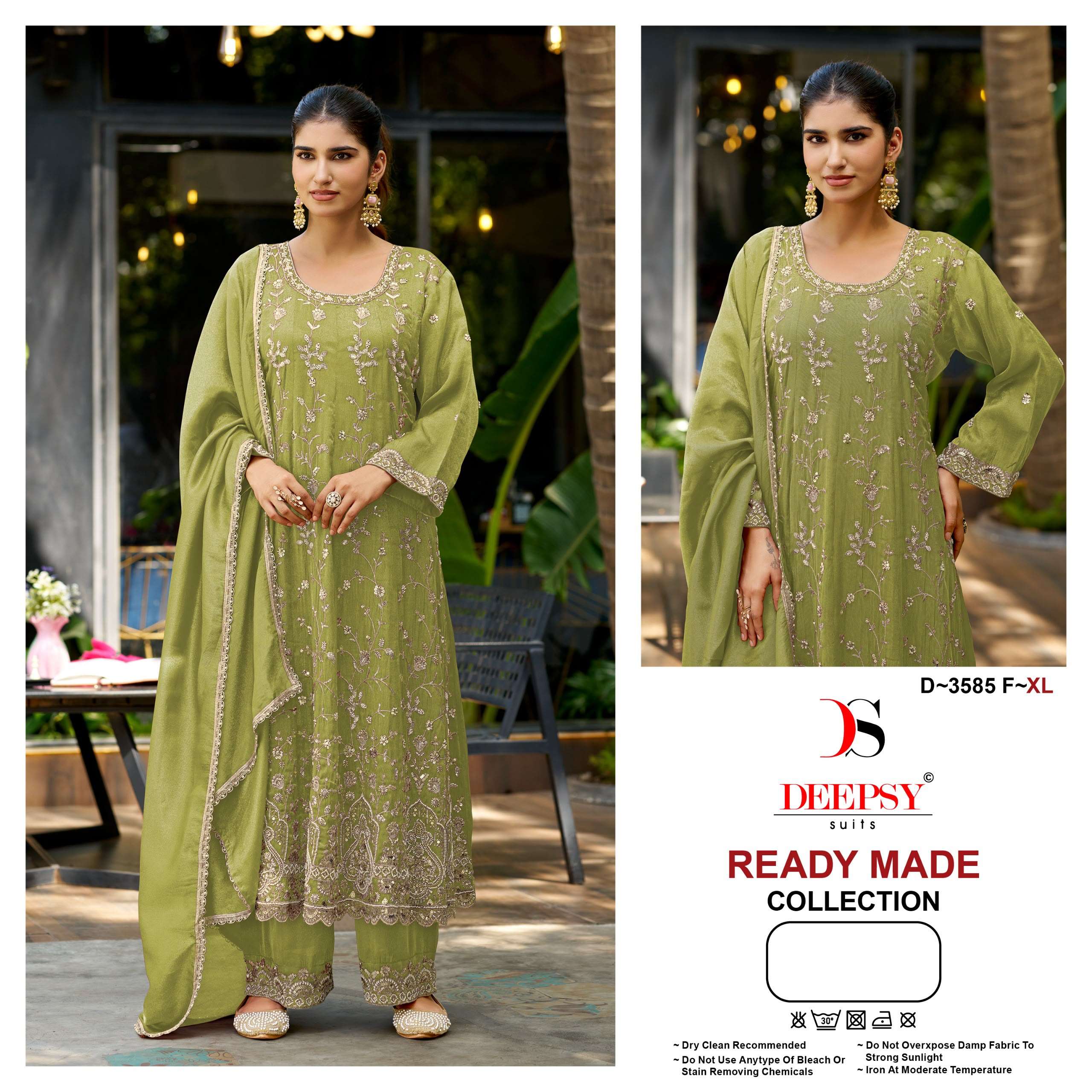 DEEPSY SUITS 3585 TISSUE SILK EMBROIDERY ANARKALI SUIT MATERIAL SET WEDDING SEASON