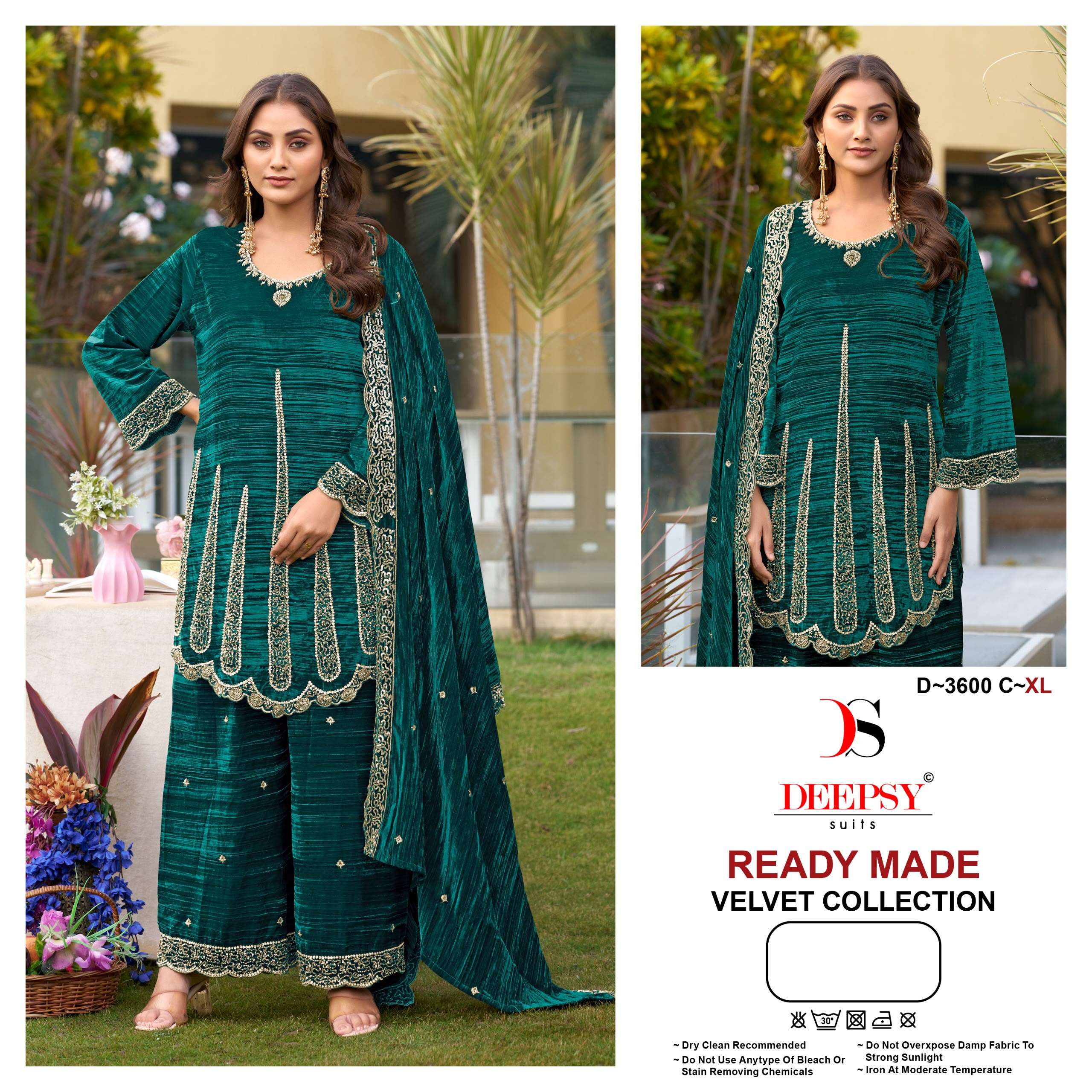 DEEPSY SUITS 3600 VELVET BEATS WORK SALWAR SUIT WINTER WHOLESALER LUXURY EDITIONS