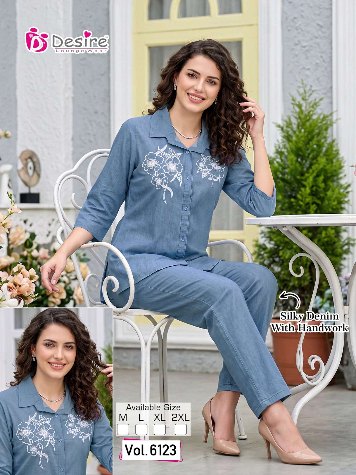 DESIRE VOL 6123 ULTRA PREMIUM SILK DENIM CORD SET REGULAR WEAR OFFICE TRAVEL DEALER