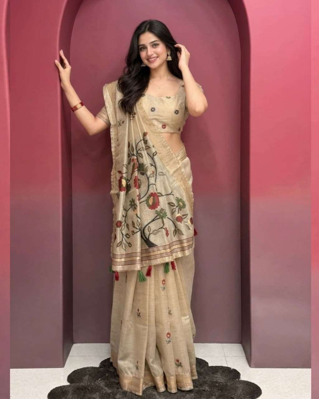 Dhanterash fancy soft glass silk fabric saree supplier in su...