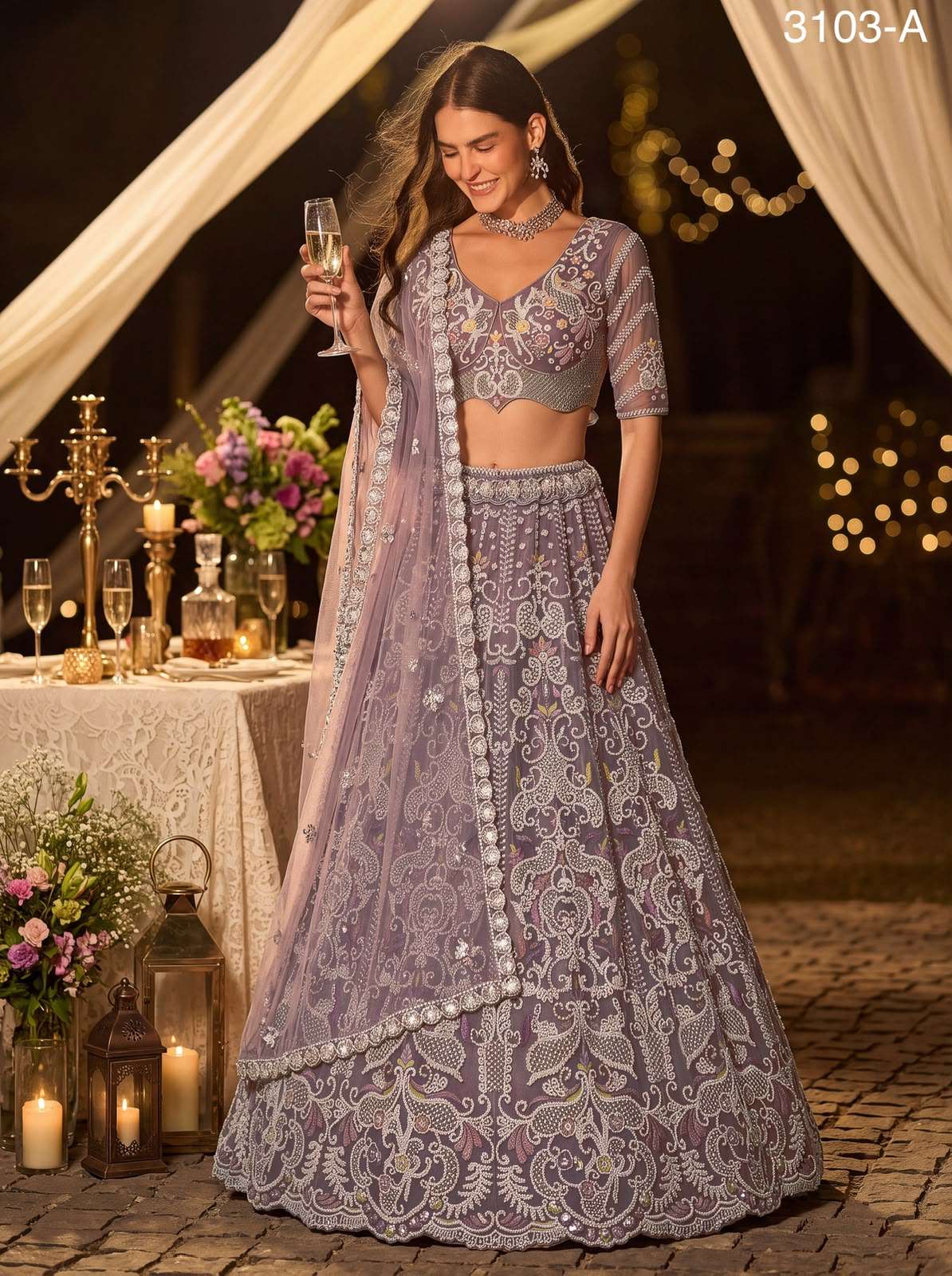 Dreamy Lilac party wear Premium Net fabric lehenga choli reseller in surat  3103