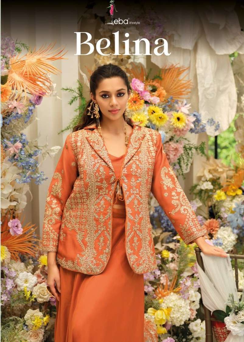 EBA BELINA BLOUSE WITH JAKET AND SKIRT TO HEAVY EMBROIDERY DIWALI OUTFIT BUY