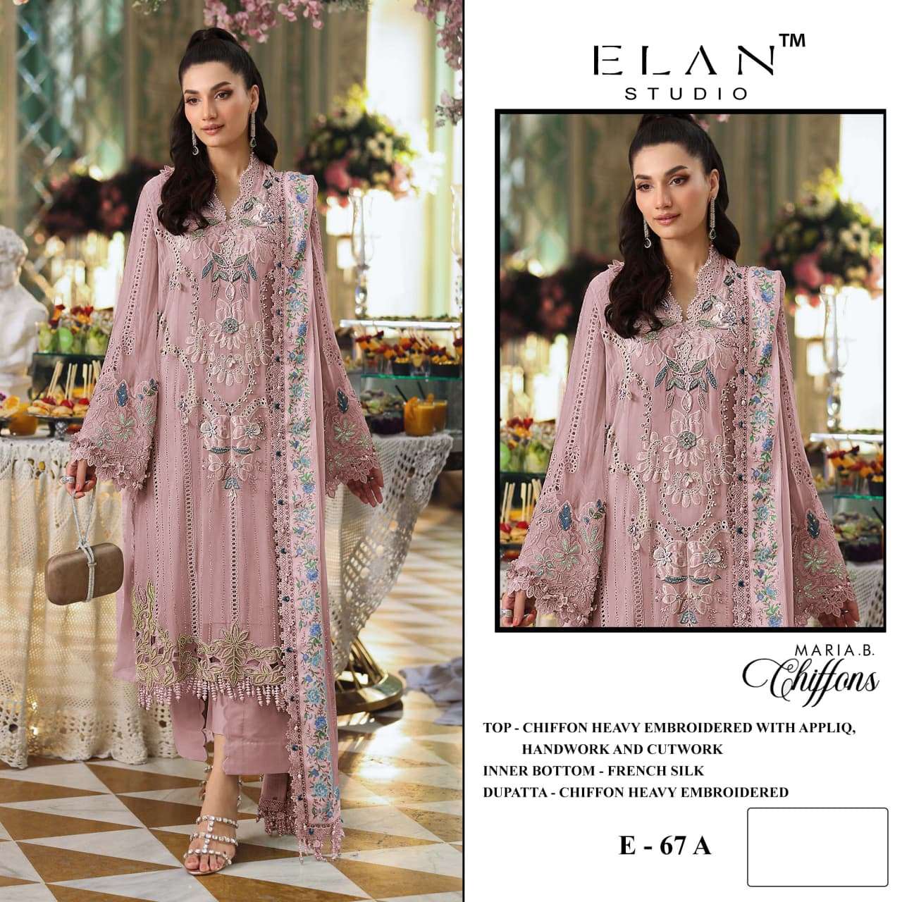 ELAN STUDIO E 67 CHIFFON HEAVY HANDWORK PAKISTANI DRESS FOR EID COLLECTION RESELLER