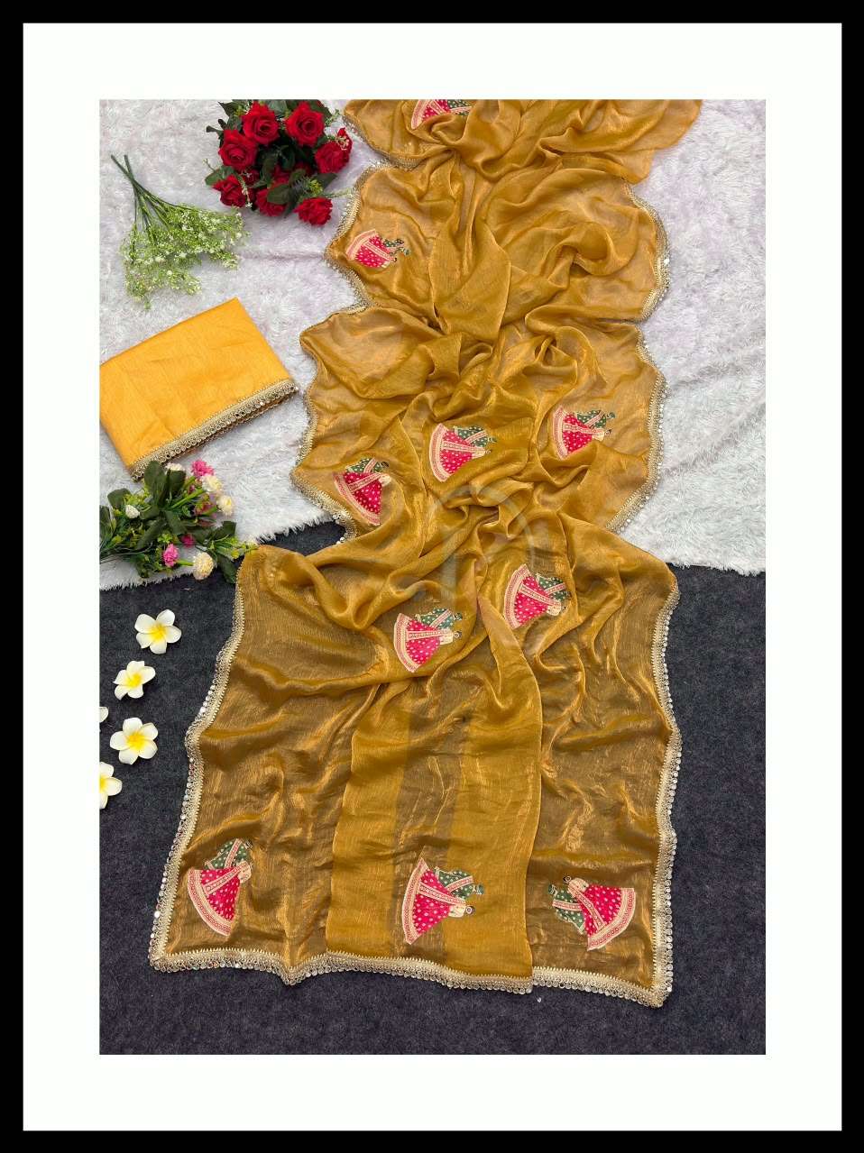 FANCY AND SOFT SATIN SILK FABRIC BEAUTIFUL COLLECTION SAREE RESELLER IN SURAT 499