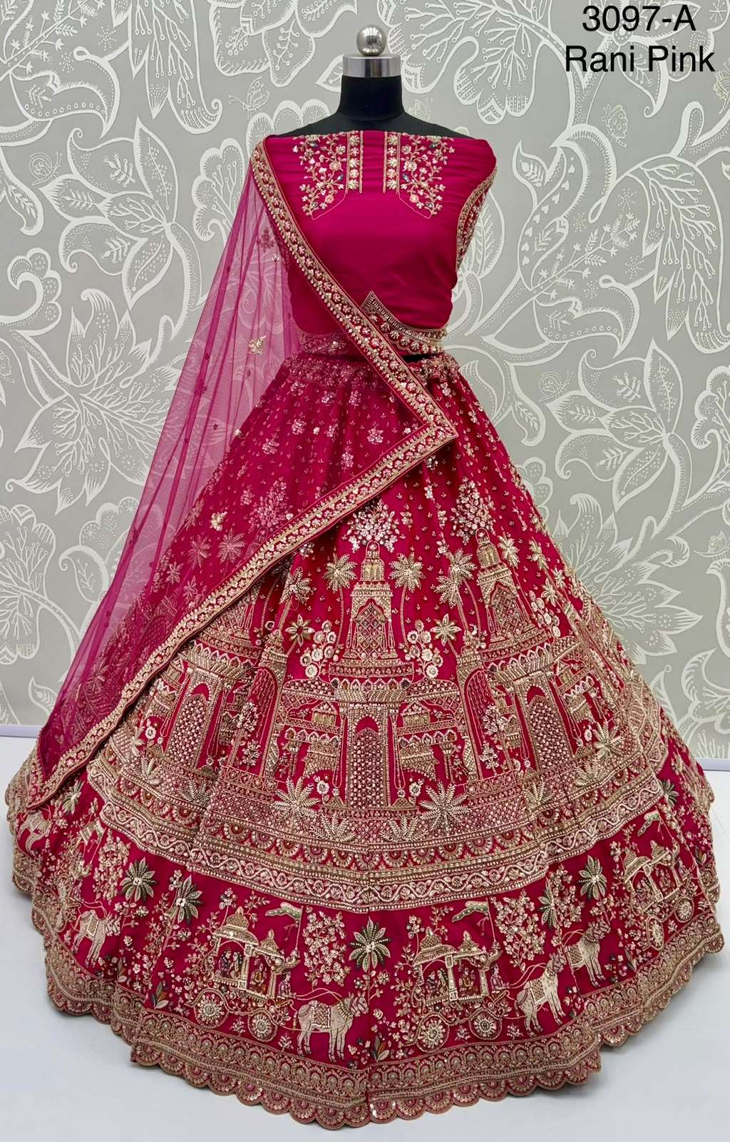 Fantastic Bridal Wear Lehenga choli made of Premium Gadhwal Silk fabric lehenga choli Reseller in surat 3097