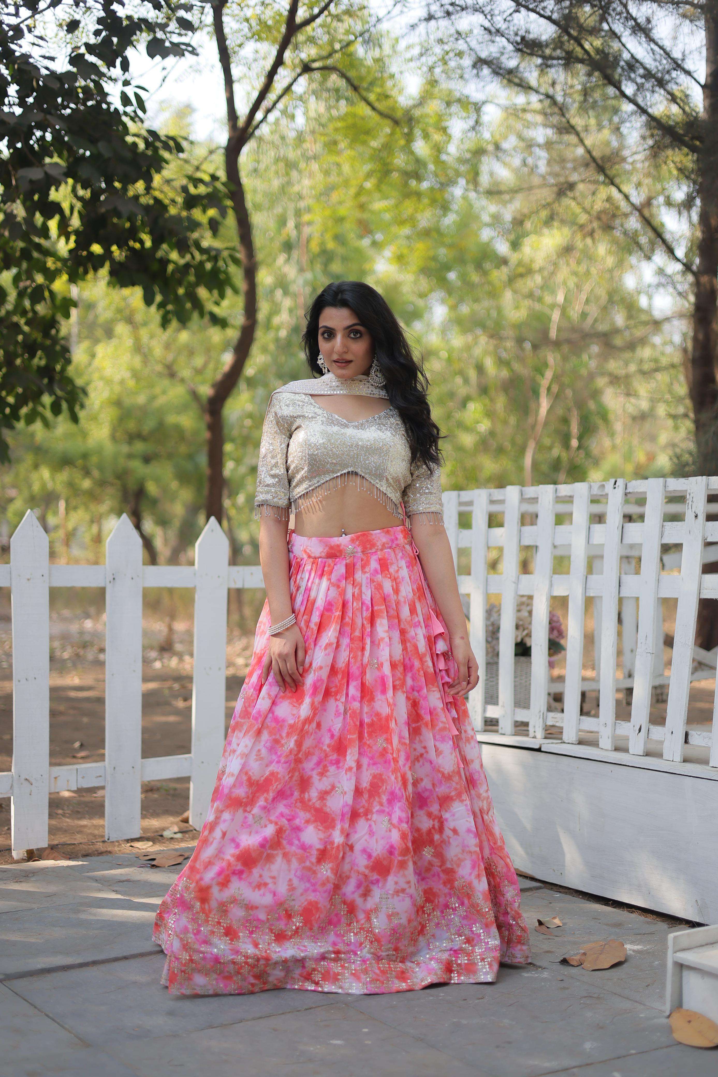 FAUX GEORGETTER DIGITAL PRINT ON LEHENGA CHOLI RESELLER IN SURAT 7111