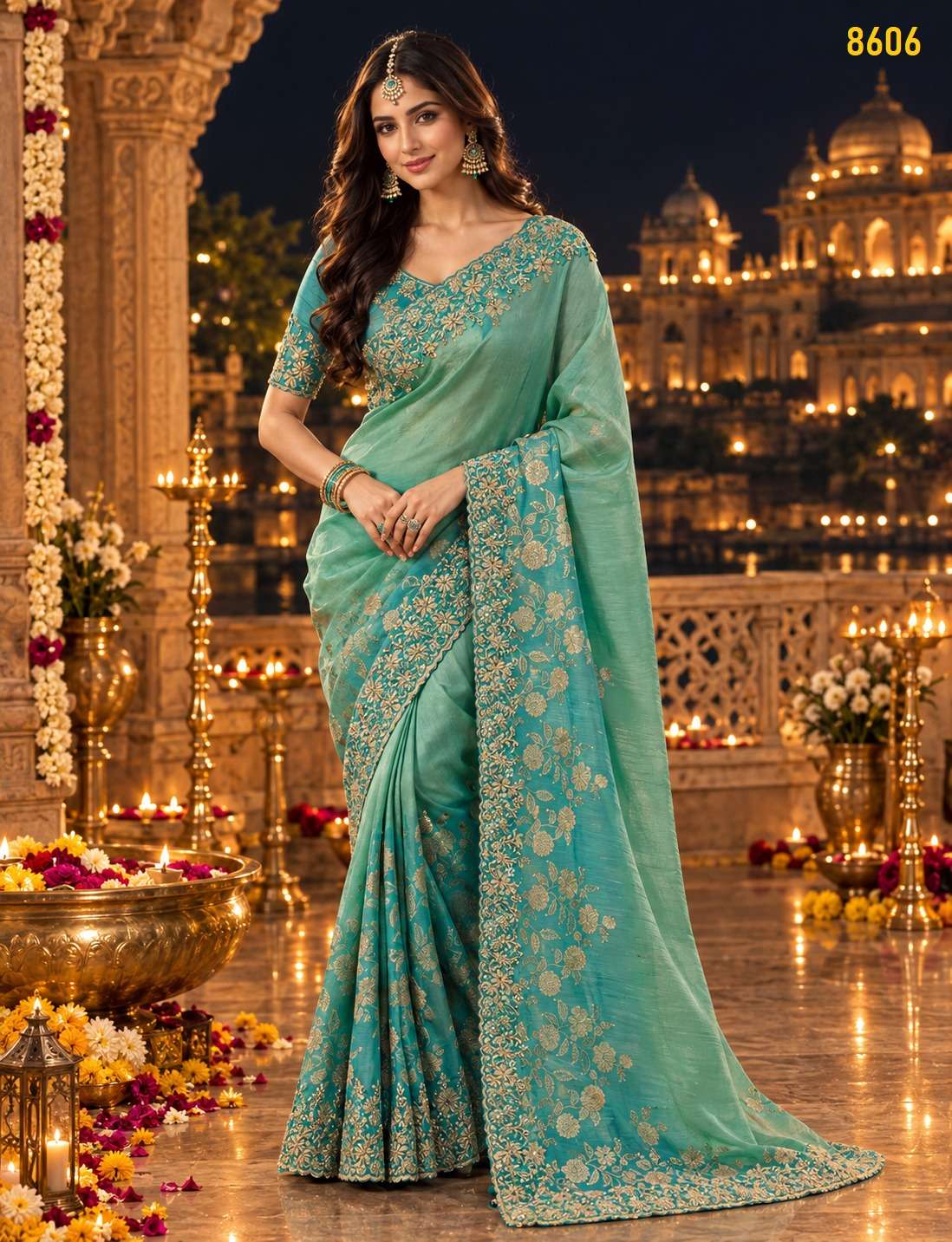 Festival Saree 3 Tissue silk fancy fabric saree reseller in surat