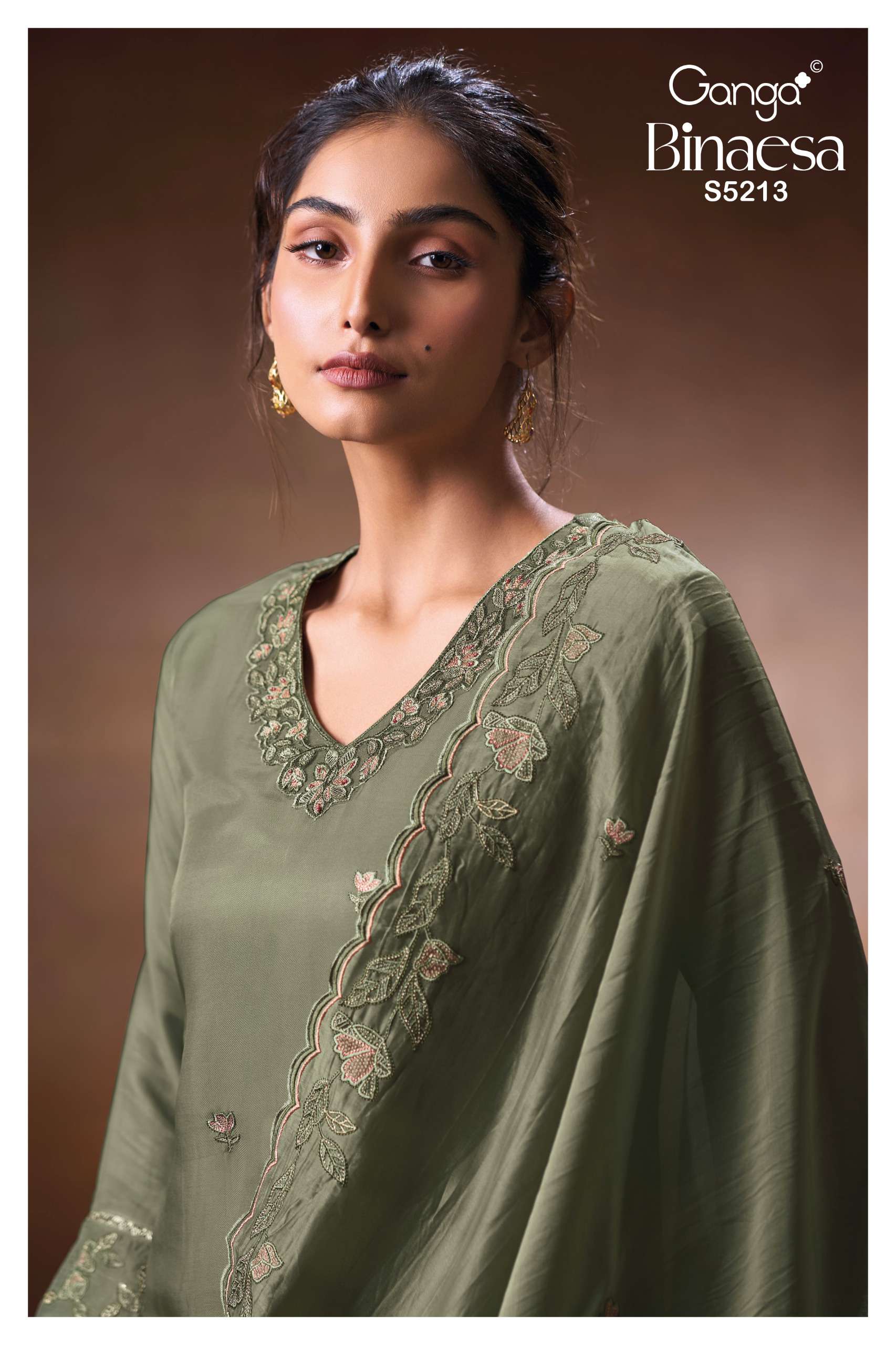 GANGA BINAESA 5213 SILK SATIN TWILL SOLID COLOR SALWAR SUIT LADIES MODERN SILHOUETTES