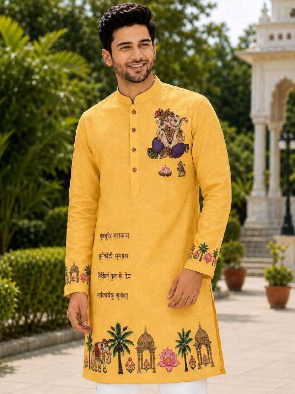 GANPATI SPECIAL GANPATI PRINTED KURTA FOR MENS WEAR SUPPLIER IN SURAT 