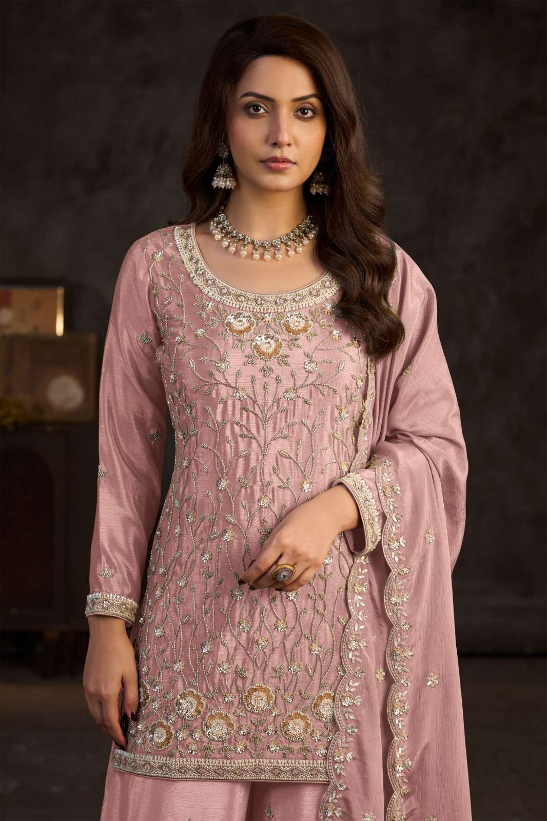 GILKAYRA DESIGNER AAYKA CHINON FABRIC SALWAR KAMEEZ FOR FESTIVE EDITIONS INDIAN SHOP NOW