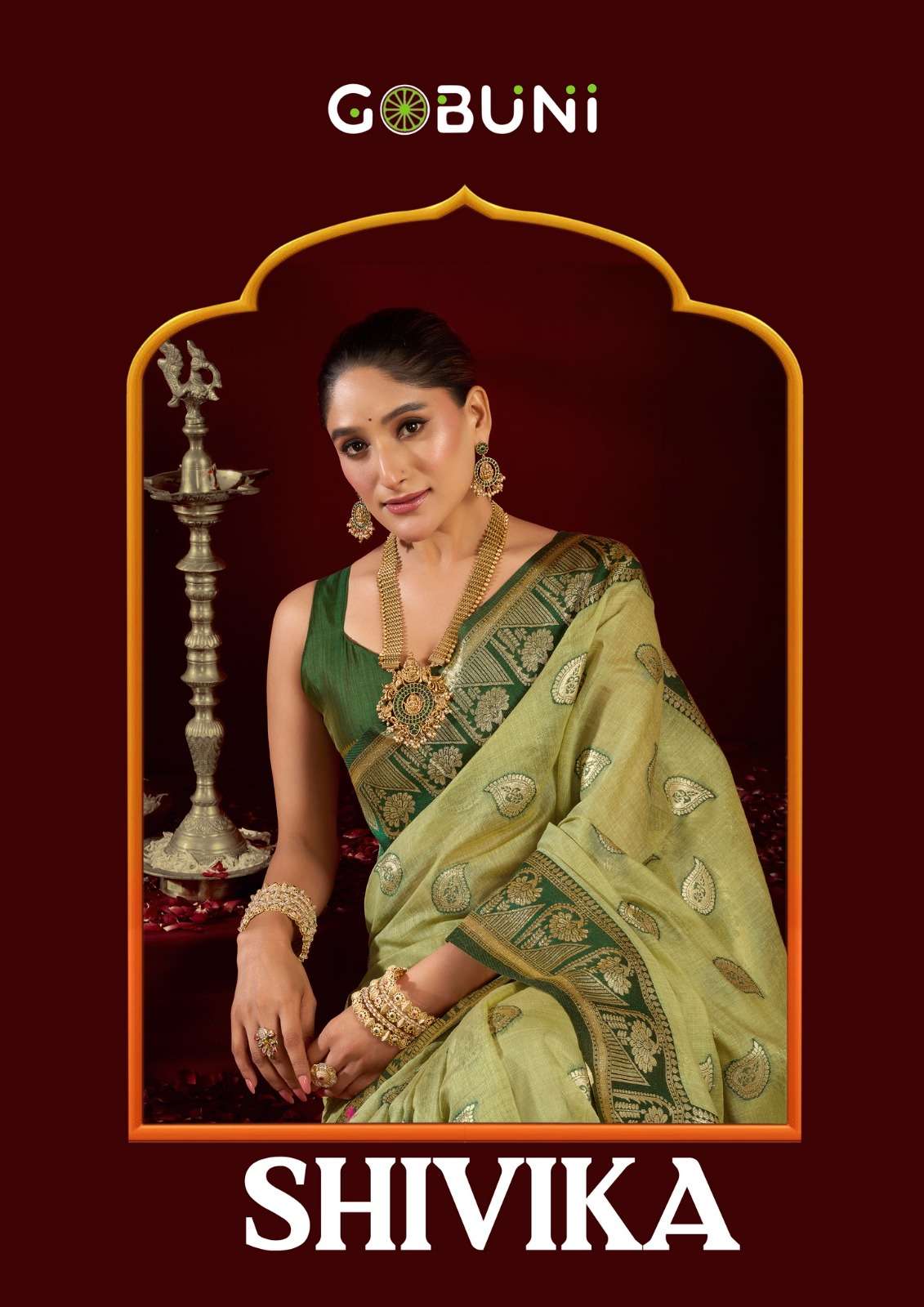  Gobuni Shivika Fancy modal banarasi jari with Zhallar saree reseller in surat