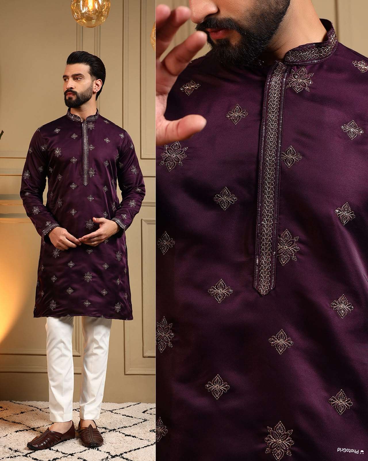 GRAND UTSAV 3 0 MENS ETHNIC WEAR ROYAL SILK SEQUENCE KURTA PAYJAMA IN SURAT
