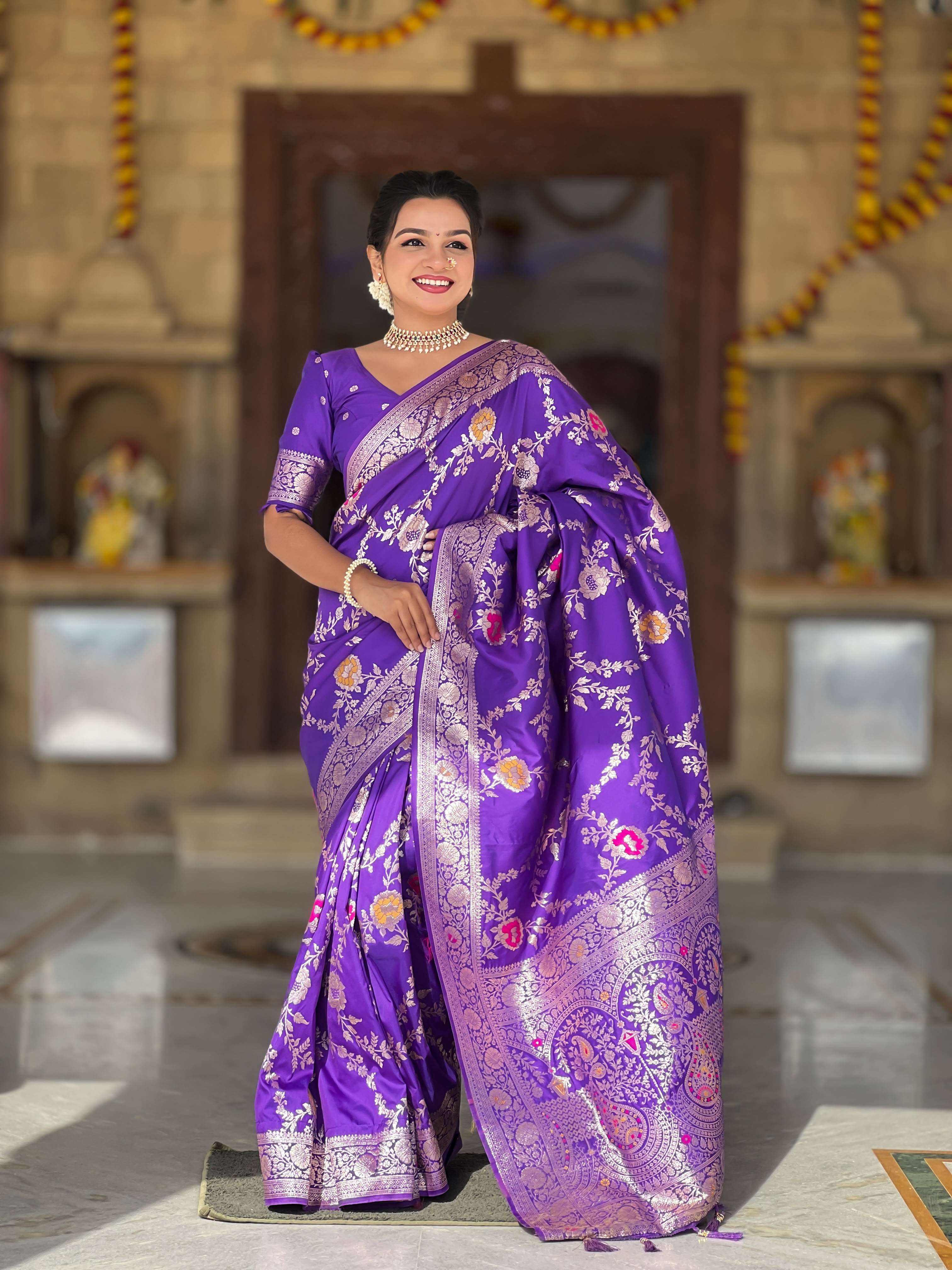  Gulaab Premium silk fabric fancy saree reseller in surat
