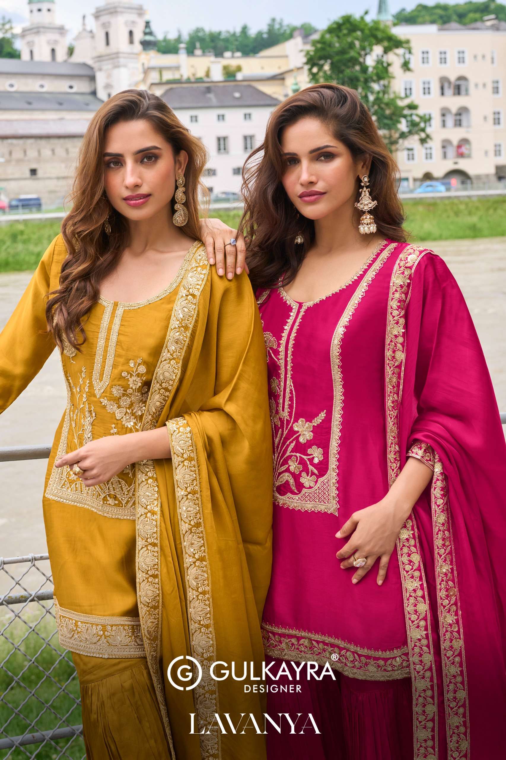 GULKAYRA DESIGNER LAVANYA PURE SILK DESIGNER PALAZZO SUIT FOR DIWALI PARTY EXPORT