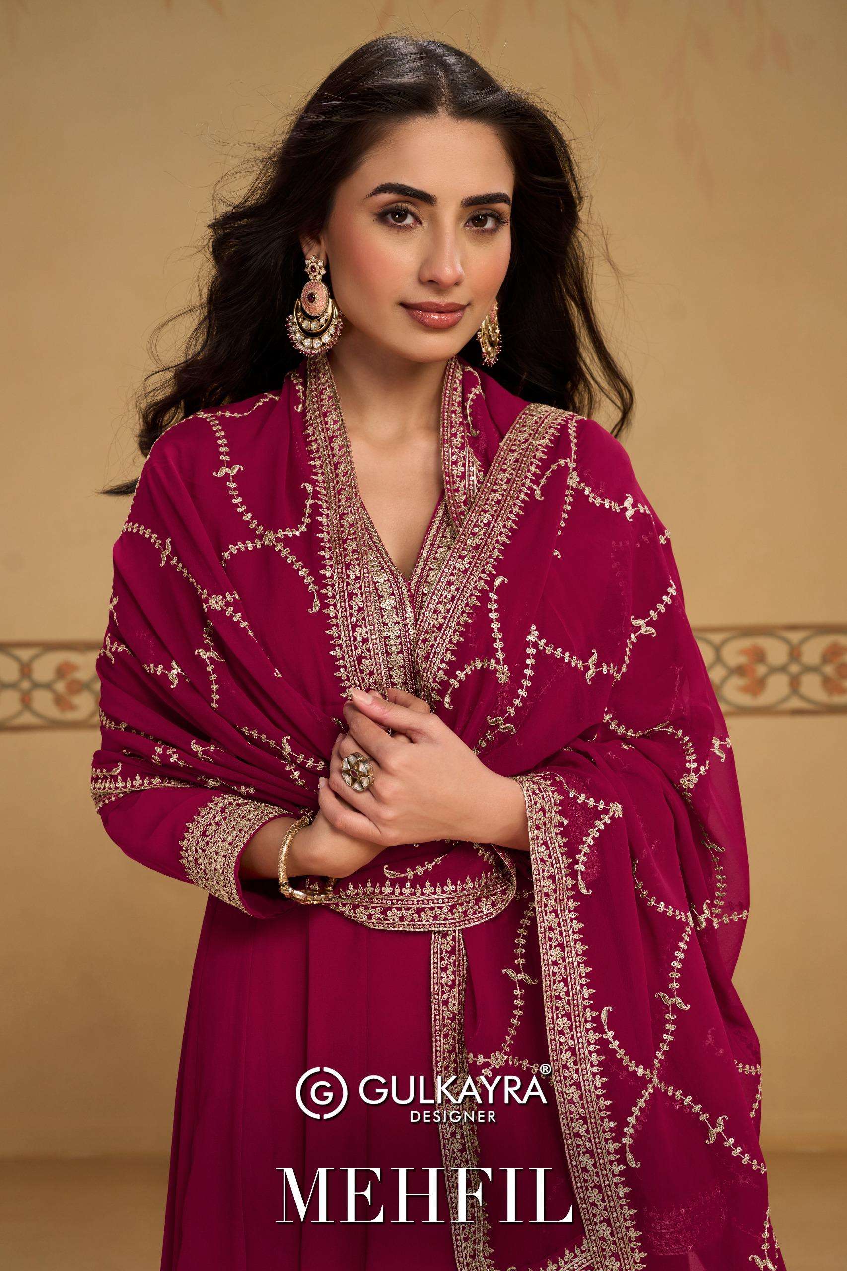 GULKAYRA DESIGNER MEHFIL REAL GEORGETTE GOWN 3 PIECE SUIT WHOLESALER