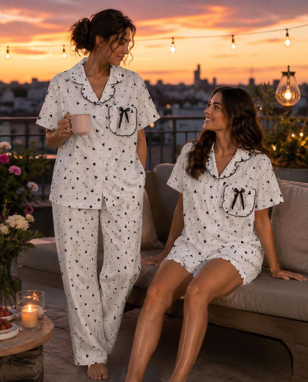 HALF SLEEVES KOREAN NIGHT SUITS WITH SHORT FOR WOMEN SUMMER RESELLER